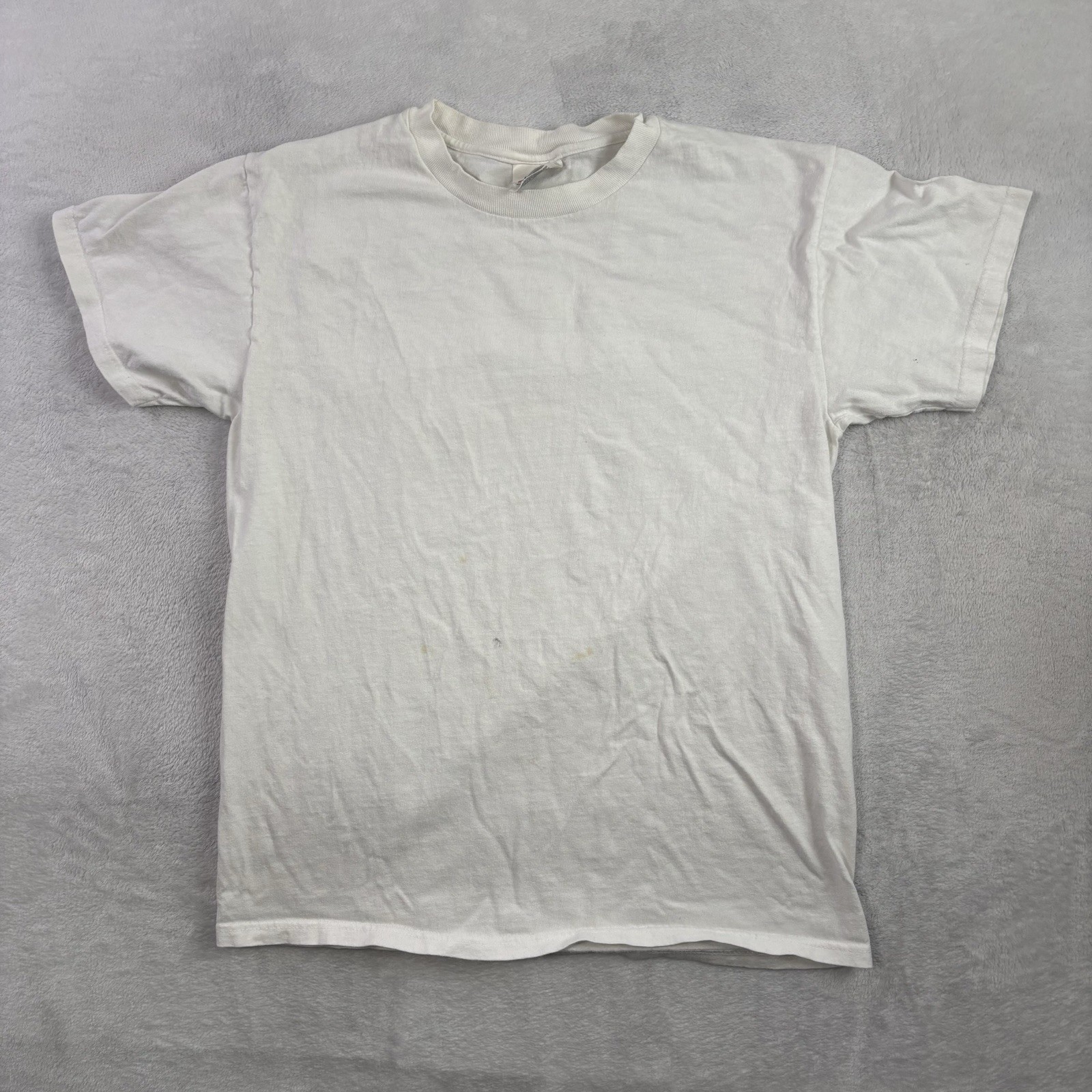 VTG Hanes Stedman White SS Blank Shirt Distressed Men\'s Medium