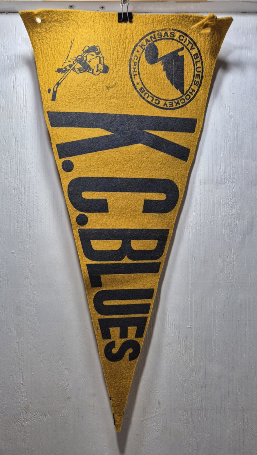 Vintage Kansas City Blues Hockey Felt Pennant CPHL KC 1960s 1970s Scarce Rare Vintage Kansas City Blues Hockey Felt Pennant CPHL KC 1960s 1970s Scarce Rare