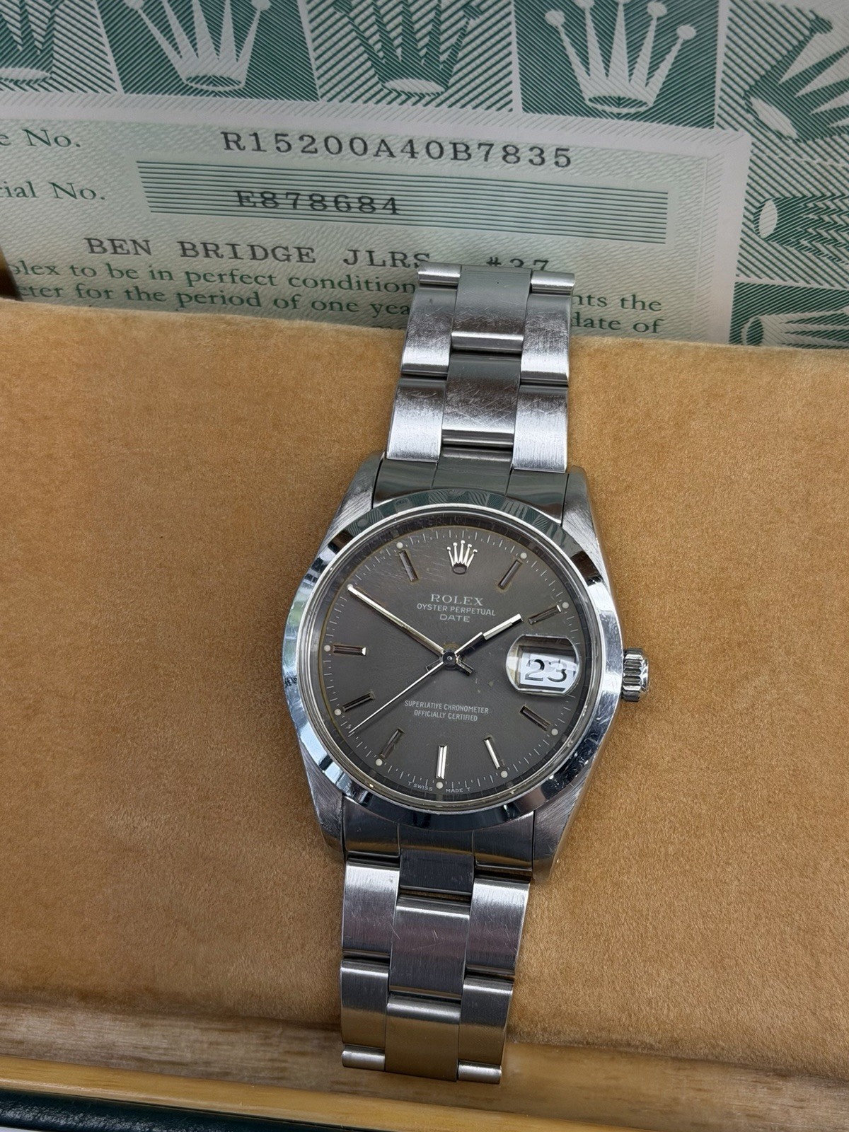 1990 Rolex OP Date Gray Dial 34mm Automatic Watch 15200 - Full Set