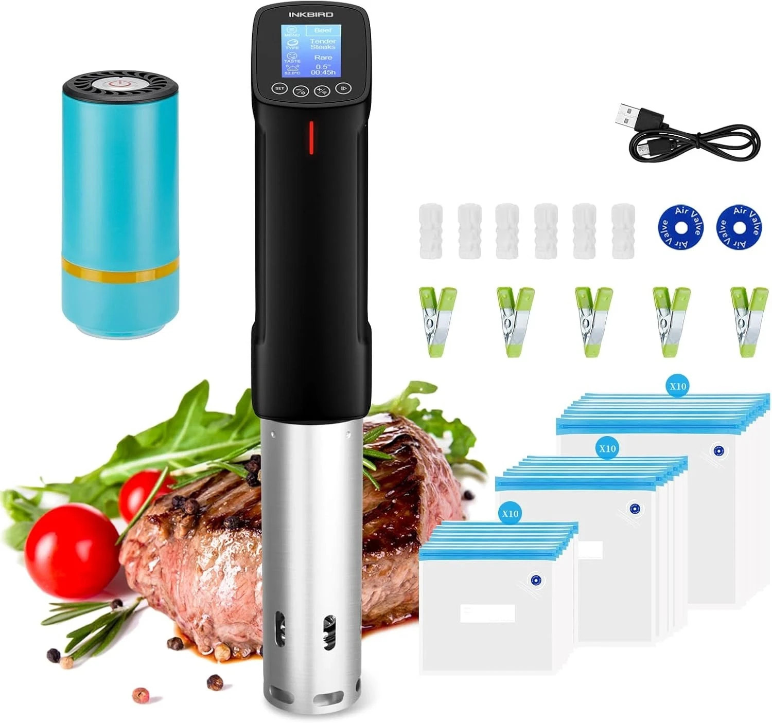 Inkbird WiFi Sous Vide Cooker 44pc Bundle with Vacuum Sealer Inkbird WiFi Sous Vide Cooker 44pc Bundle with Vacuum Sealer
