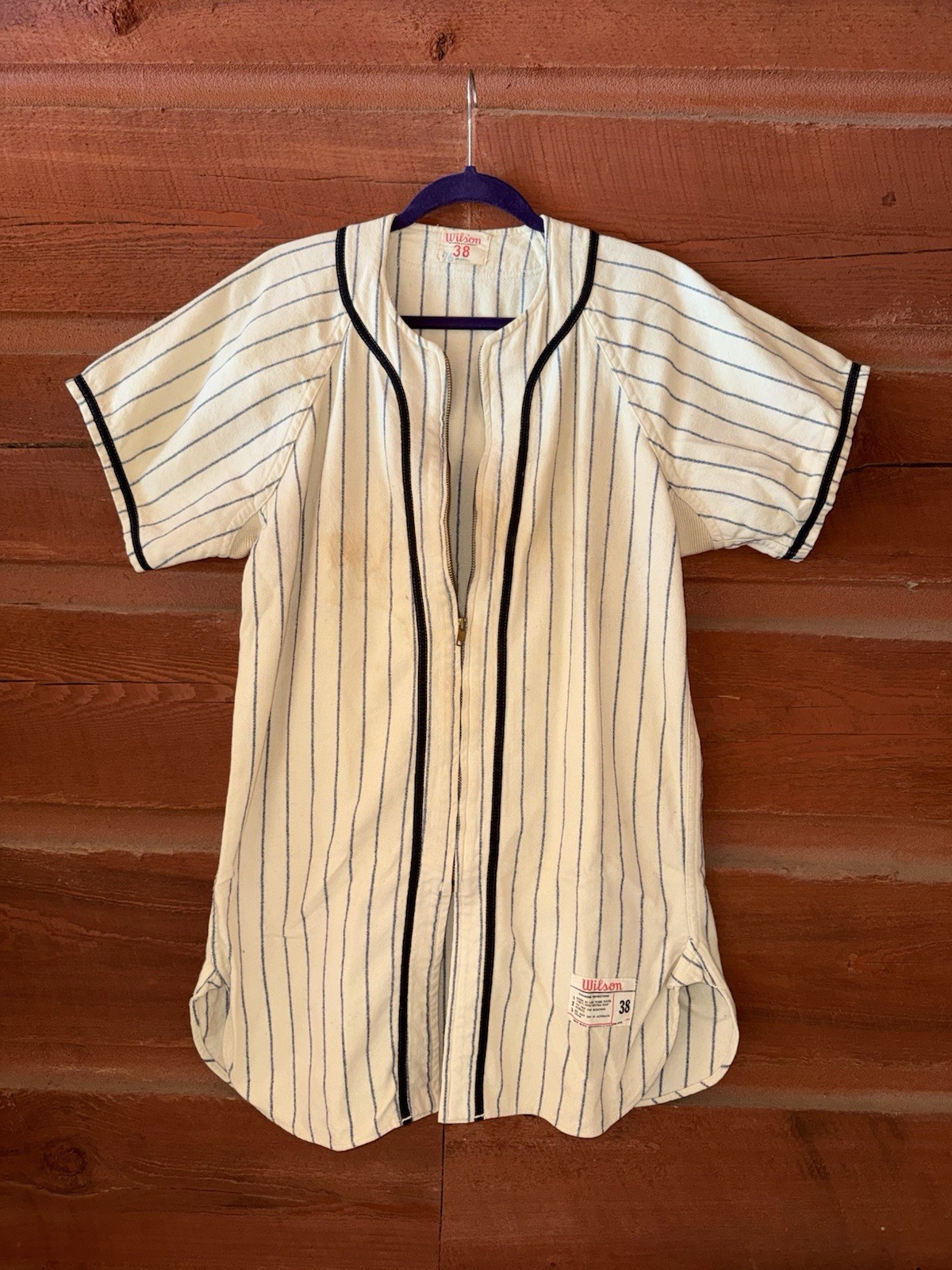 Vintage Wilson 38 1960s Baseball Pin Stripe Jersey Full Zip Men\'s