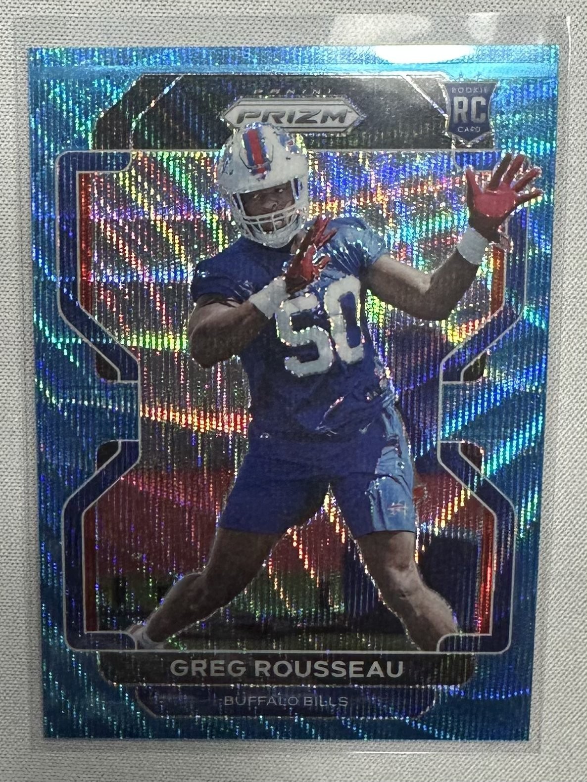 2021 Greg Rousseau Blue Wave Prizm Panini Prizm Football[130/199][#434][RC]