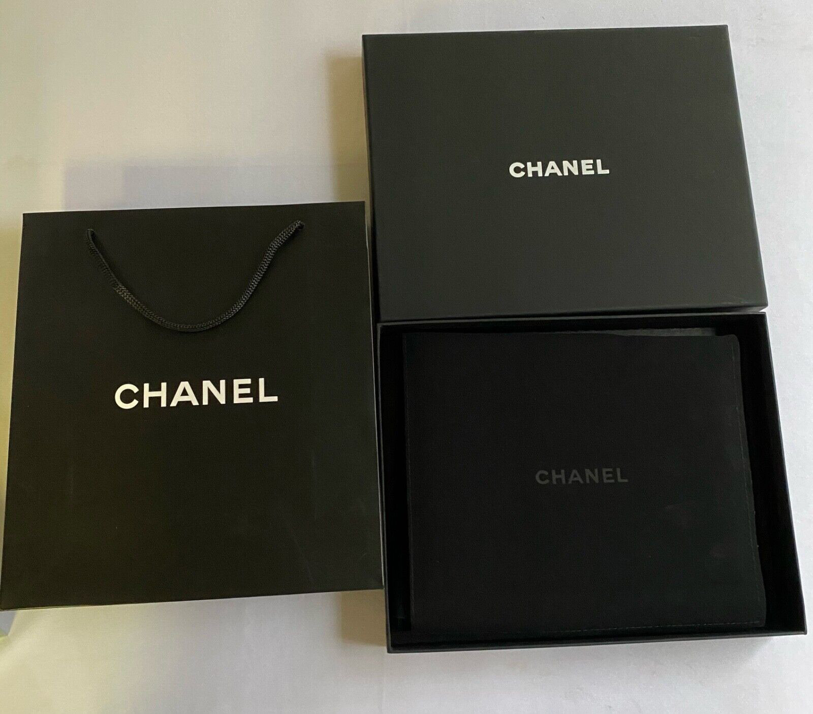 CHANEL Box Empty Pendant Gift Box 7.5” X10” X 1.8”  Pouch With Shopping Bag