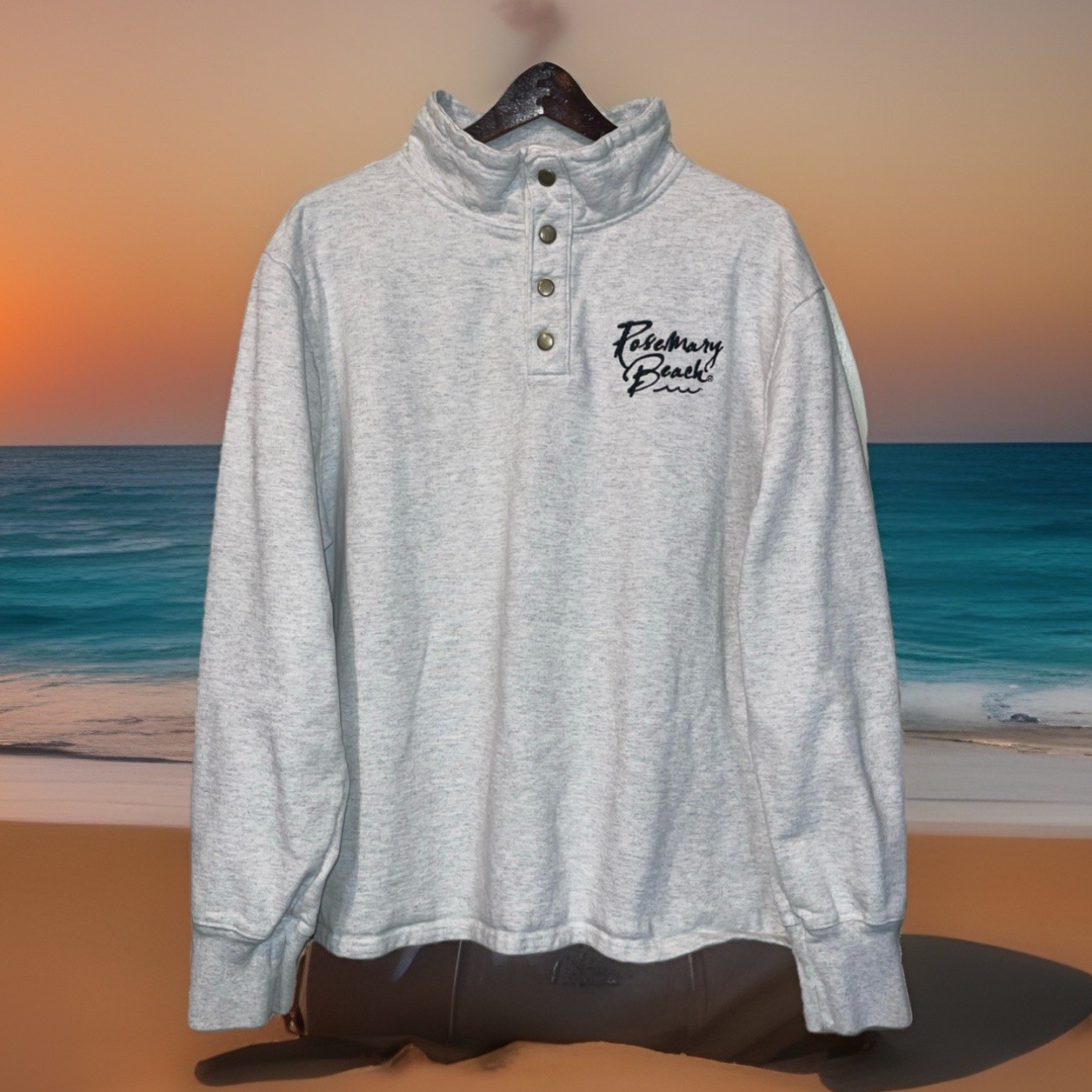 League Rosemary Beach Florida Sweatshirt Men XL Gray Inner Fleece