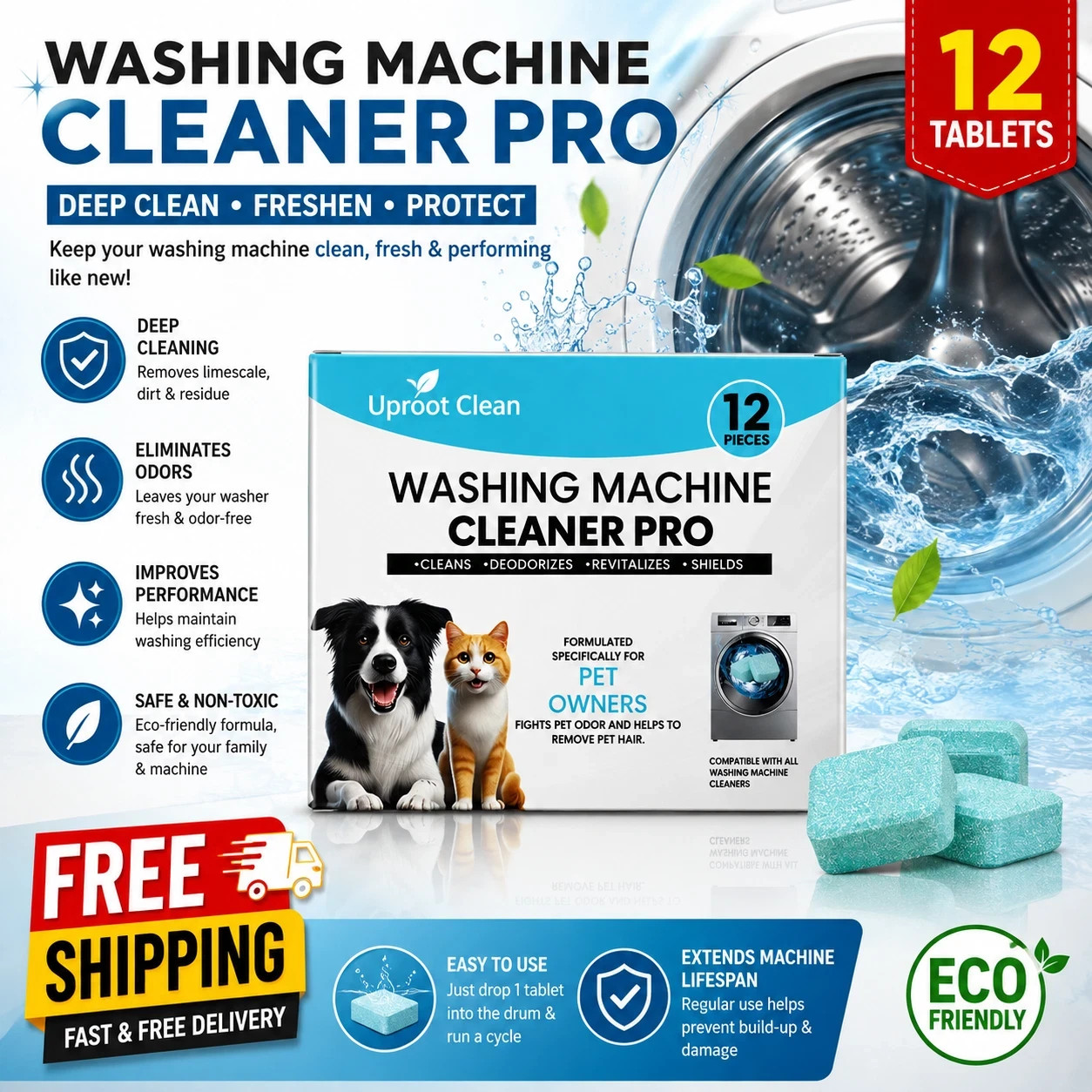 Uproot Clean Washing Machine Cleaner Tablets - 12 Pack Uproot Clean Washing Machine Cleaner Tablets - 12 Pack