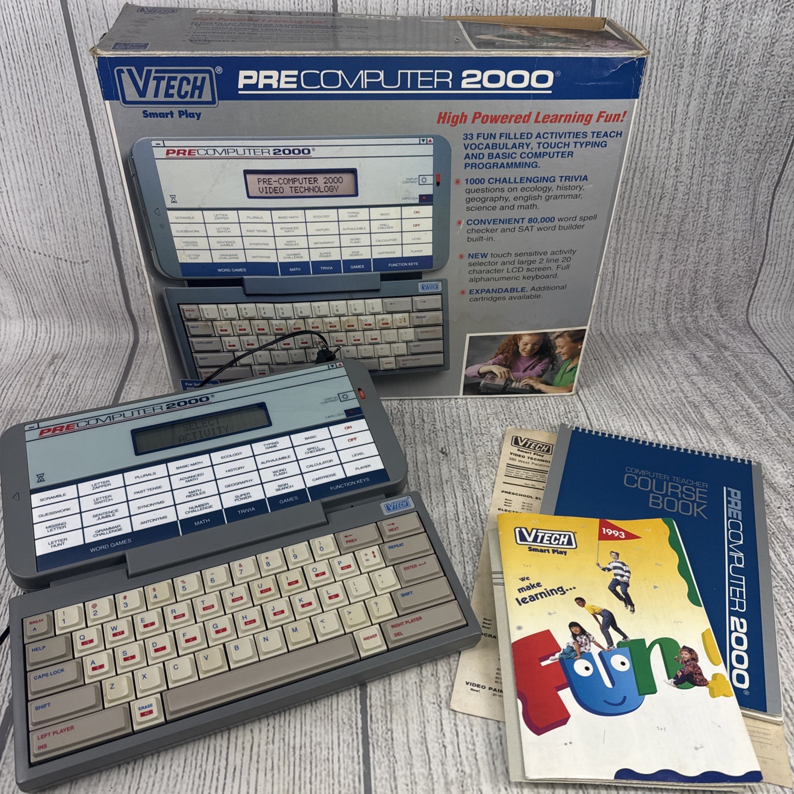 Vtech Pre Computer 2000 Learning Toy With Manual 1992 Vtg Tested Works Orig Box