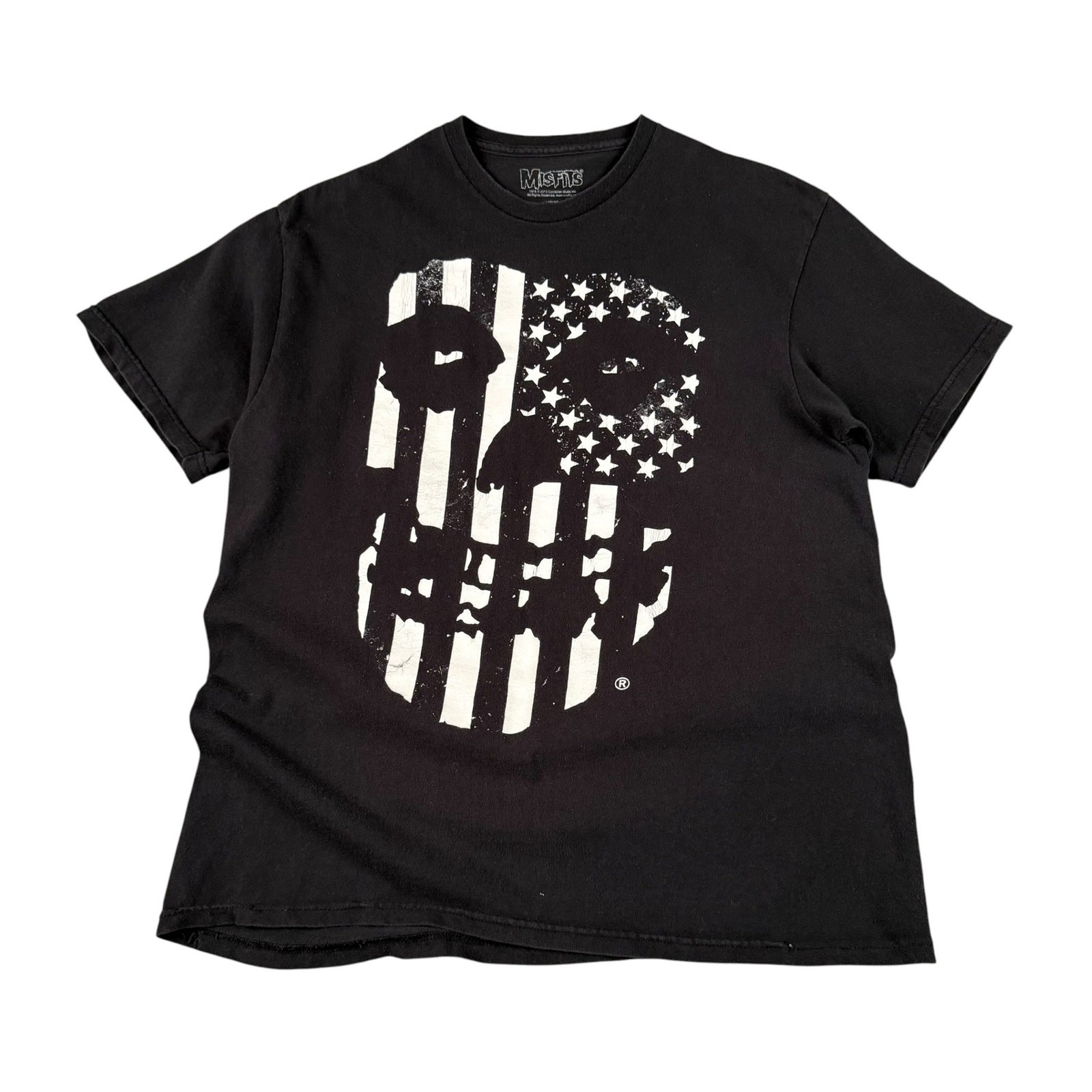 Vintage 2010s Misfits American Flag Skull Faded Boxy T-shirt