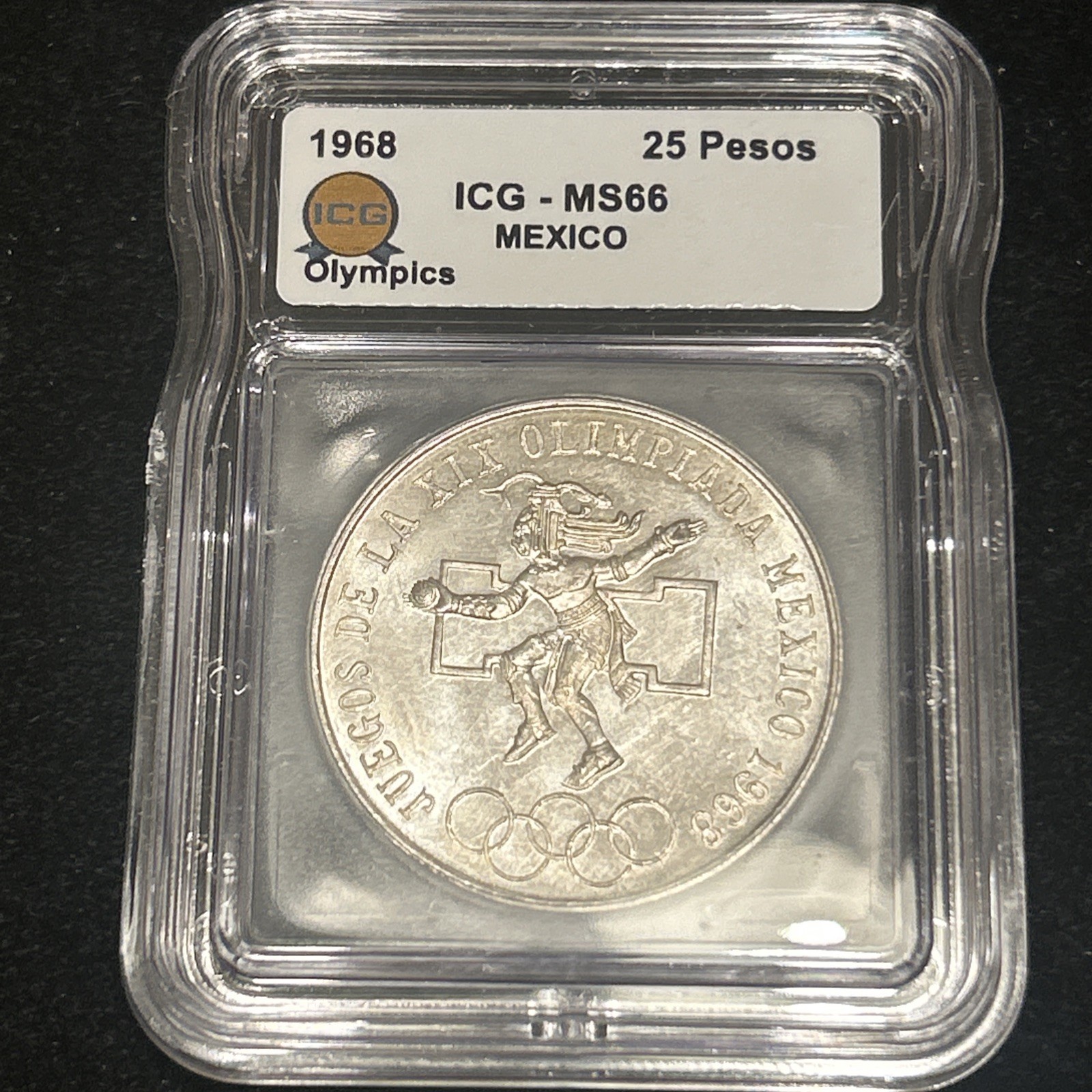 SASA 1968 Mo Mexico 25 Pesos Silver Olympics MS66 ICG SASA 1968 Mo Mexico 25 Pesos Silver Olympics MS66 ICG