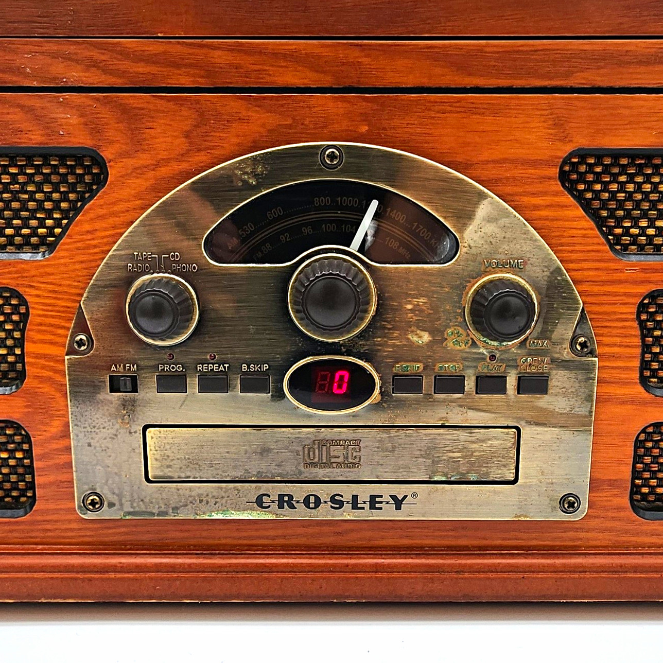 Crosley CR66 Brown Turntable Record Player CD Cassette AM/FM Radio *Works Great*