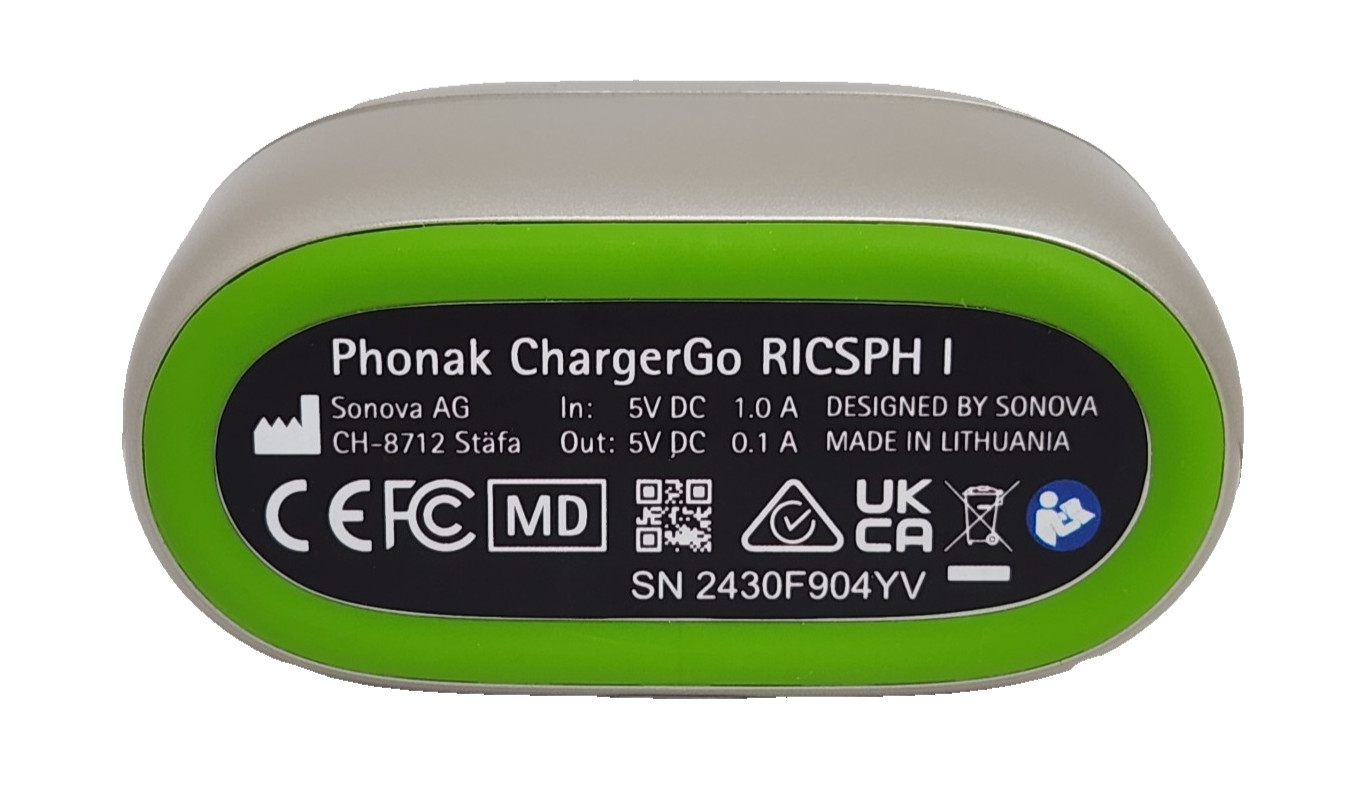 Phonak ChargerGo RIC SPHERE Infinio. With Power Cord & Wall Adaptor. New In Box.