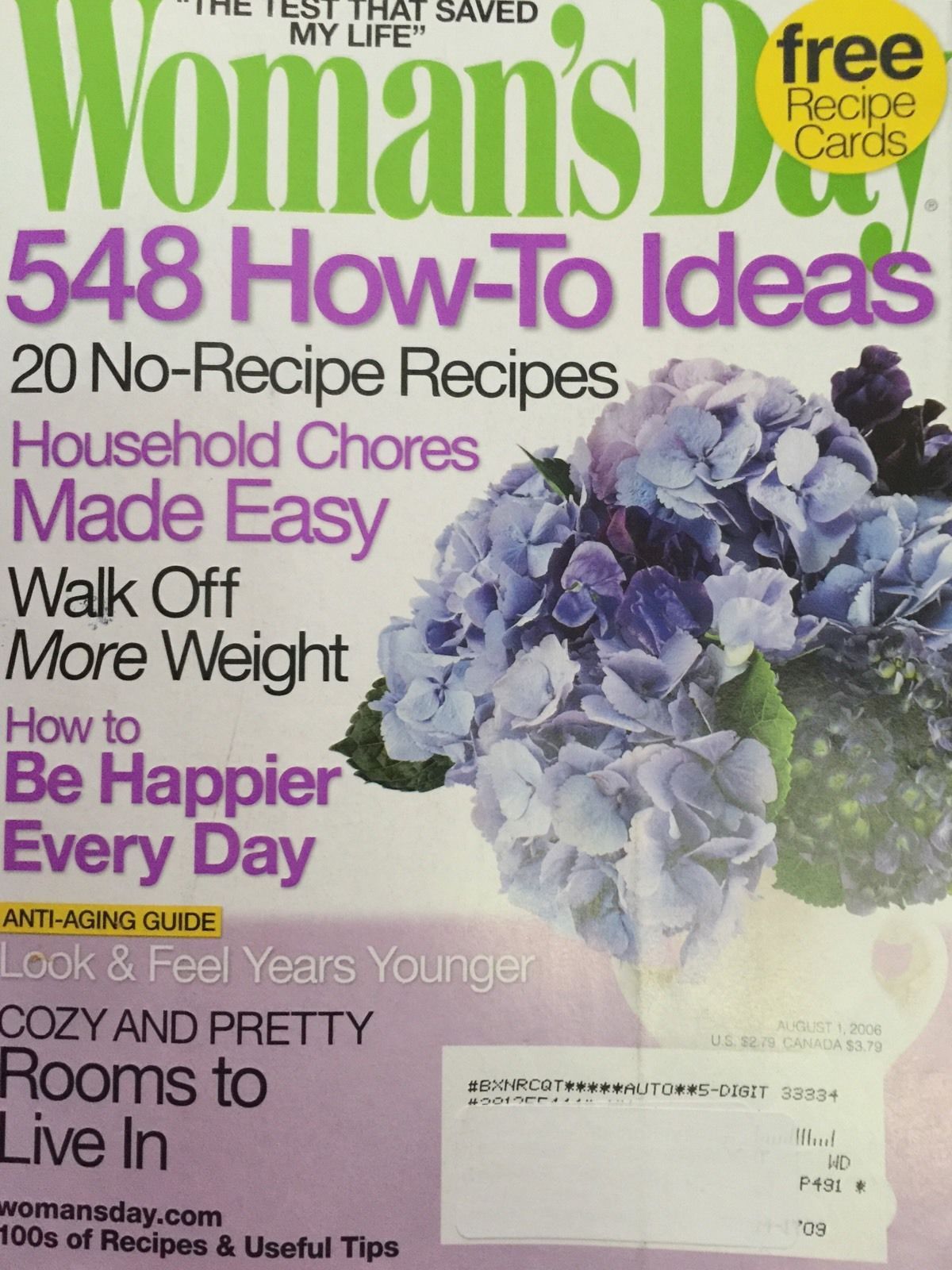 Woman\'s Day Magazine August 1, 2006 548 How-To-Ideas BE HAPPIER *NEW*