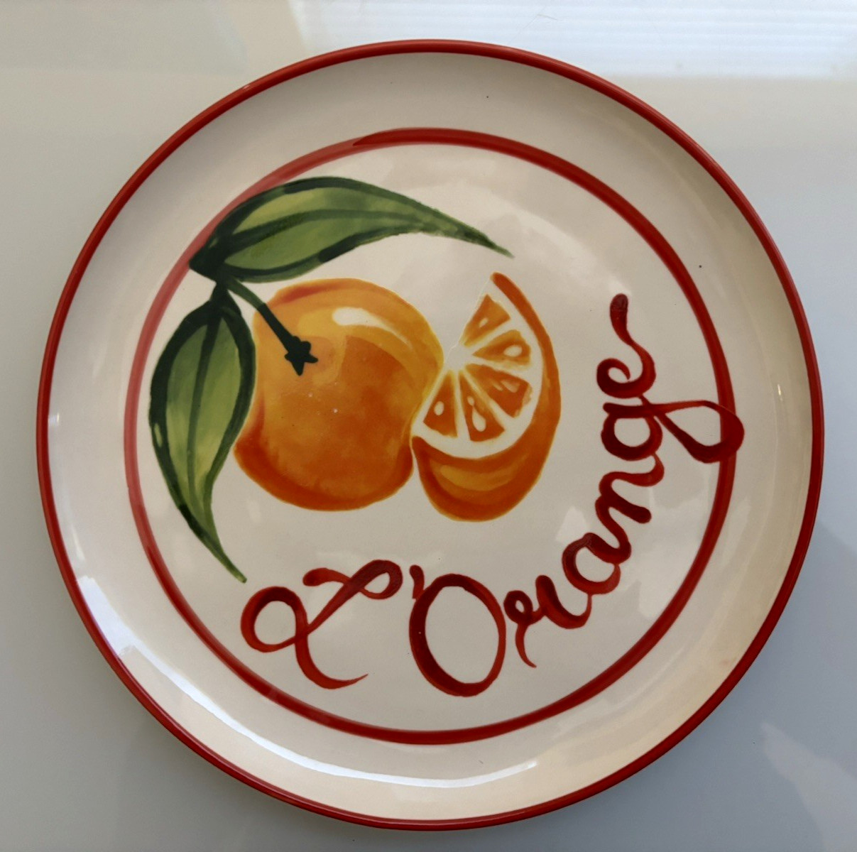Anthropologie Harlie Brown Belle Journée 9 3/4” Salad/Dessert Plate “ L\'ORANGE”