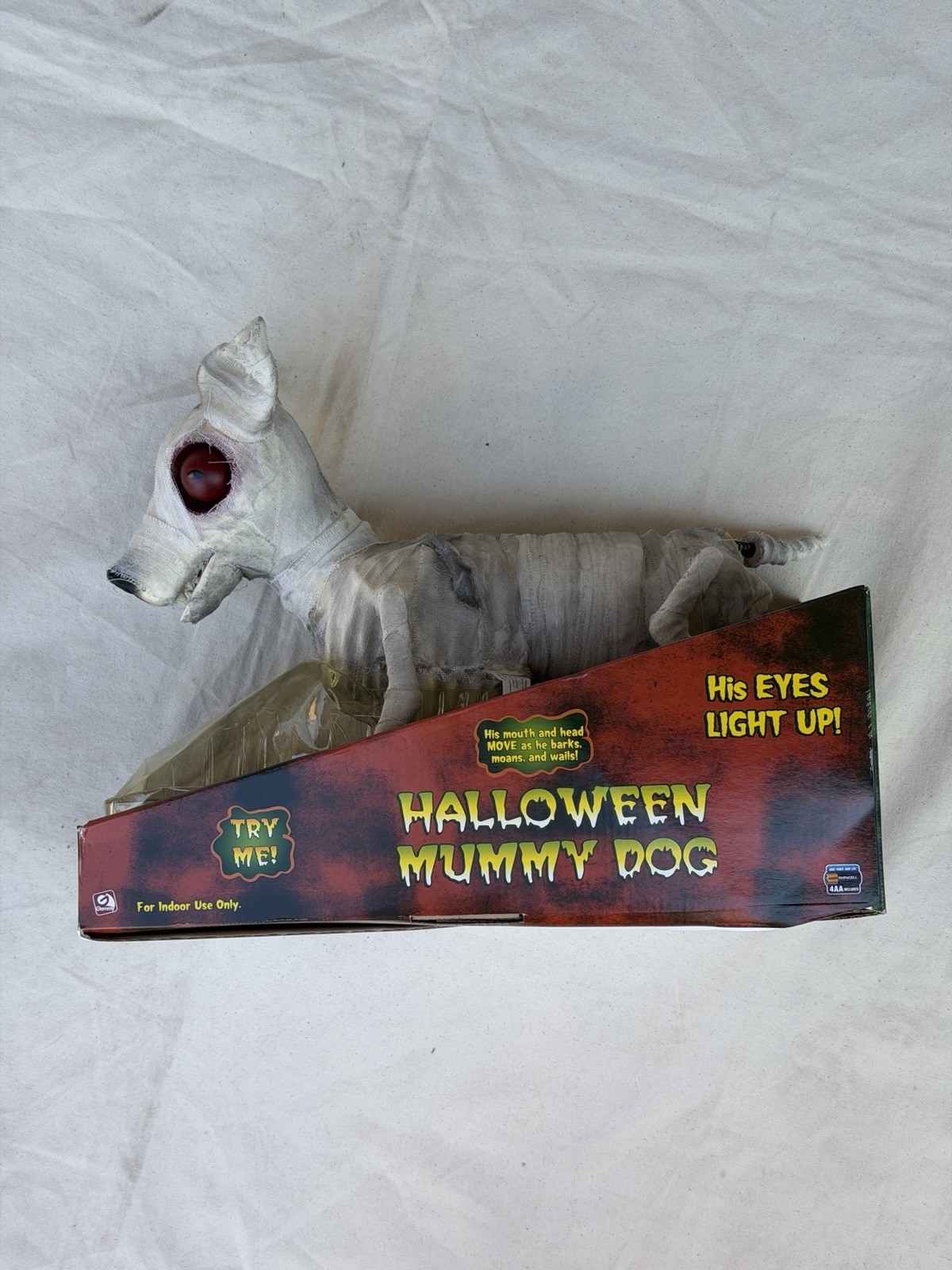 Rare 2007 Gemmy Mummy Dog Halloween Animatronic Barks Eyes Light Box READ Rare 2007 Gemmy Mummy Dog Halloween Animatronic Barks Eyes Light Box READ