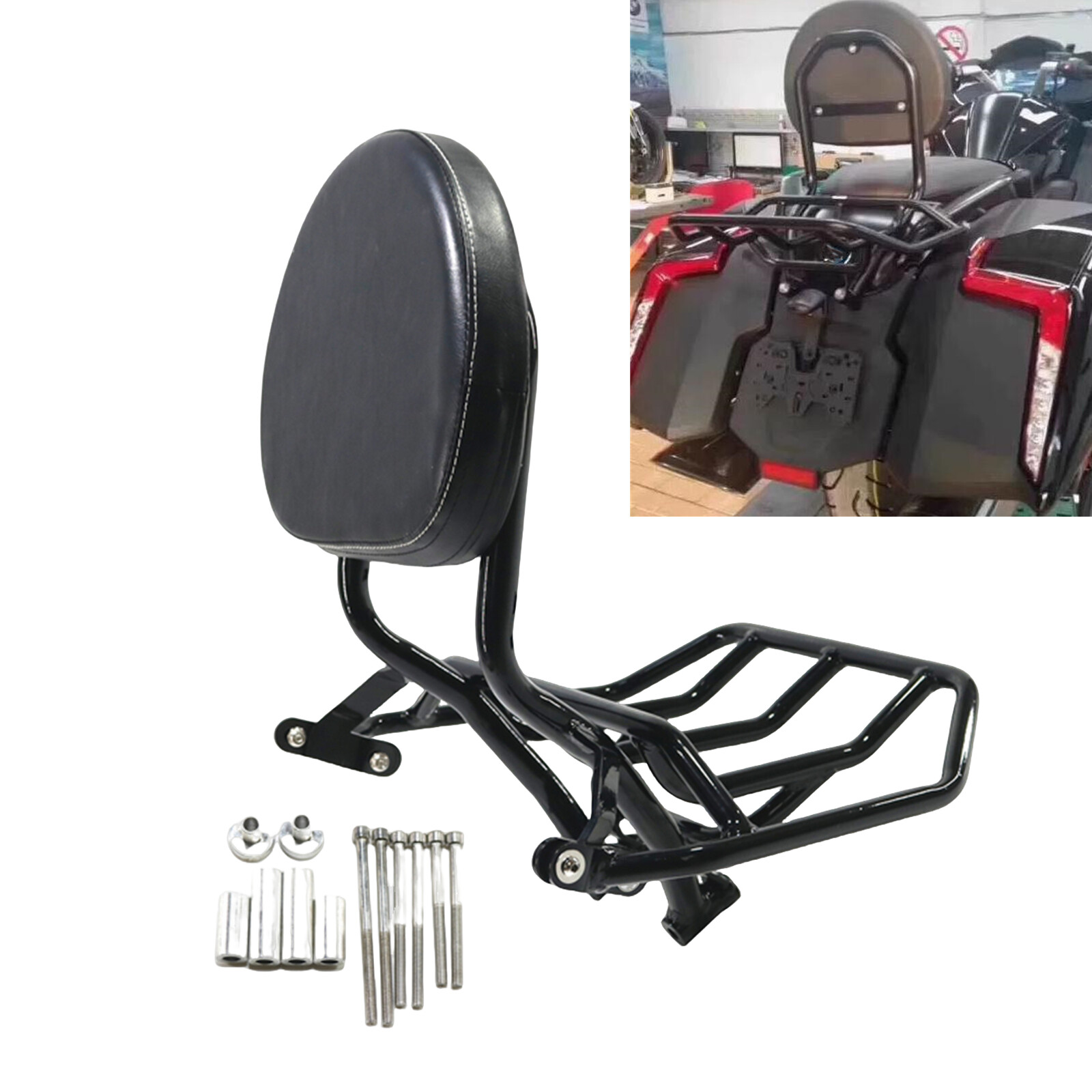 Passenger Rear Backrest Pad Luggage Rack For BMW K1600B Bagger 2018-2025 19 20