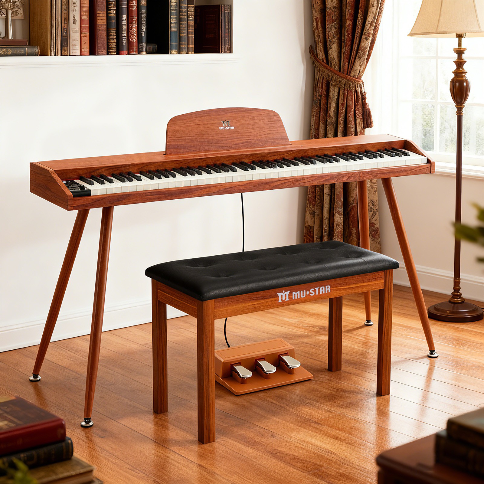 Brown 88Keys Digital Piano Semi Weighted Electric Keyboard,3Pedal,USB/MIDI,Bench Brown 88Keys Digital Piano Semi Weighted Electric Keyboard,3Pedal,USB/MIDI,Bench