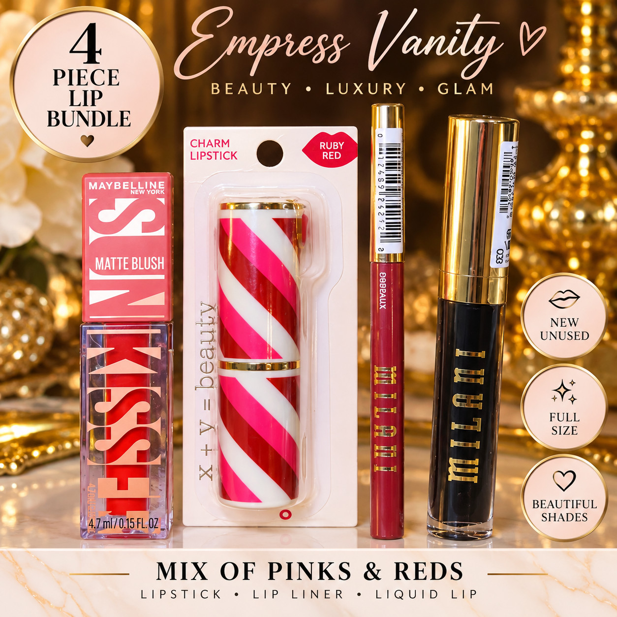 4-Piece Maybelline Milani X+Y Beauty Makeup Bundle NEW