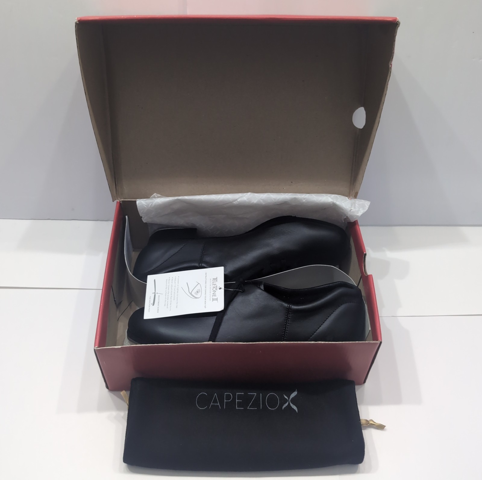Capezio Tele Tone II Tap dance Shoes Black LEATHER Lace Up Tie Sz 13.5 CG09 New