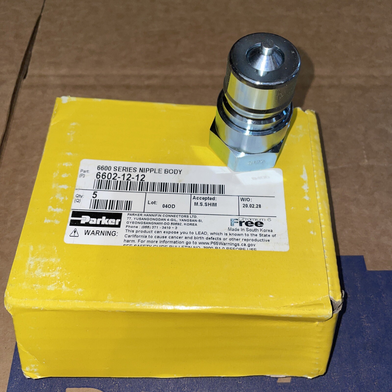 NEW PARKER 6602-12-12 HYDRAULIC NIPPLE NEW PARKER 6602-12-12 HYDRAULIC NIPPLE