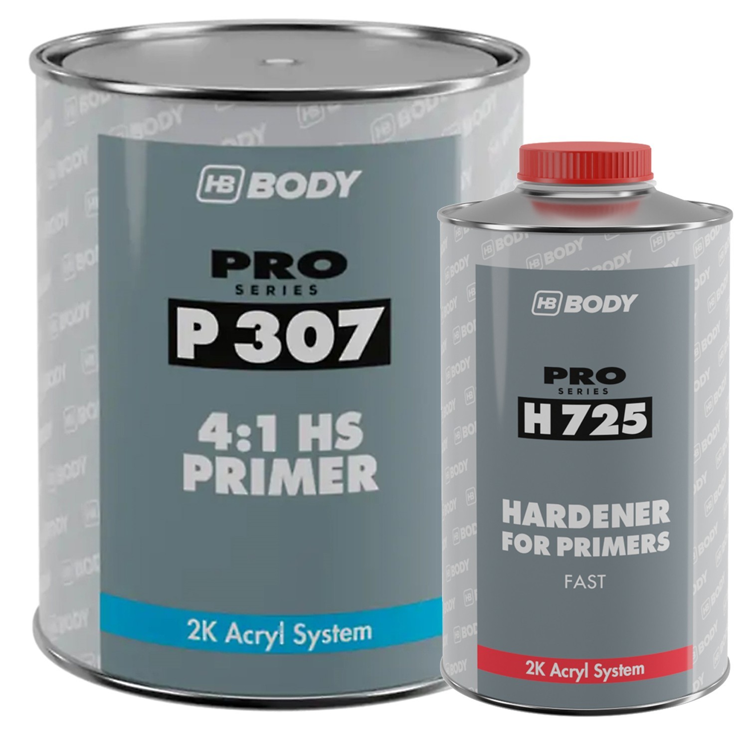 HB BODY HB-P307-G 4:1 GREY PRIMER GAL. & HB-H725 1 LT. HARDENER KIT-FREE SHIP