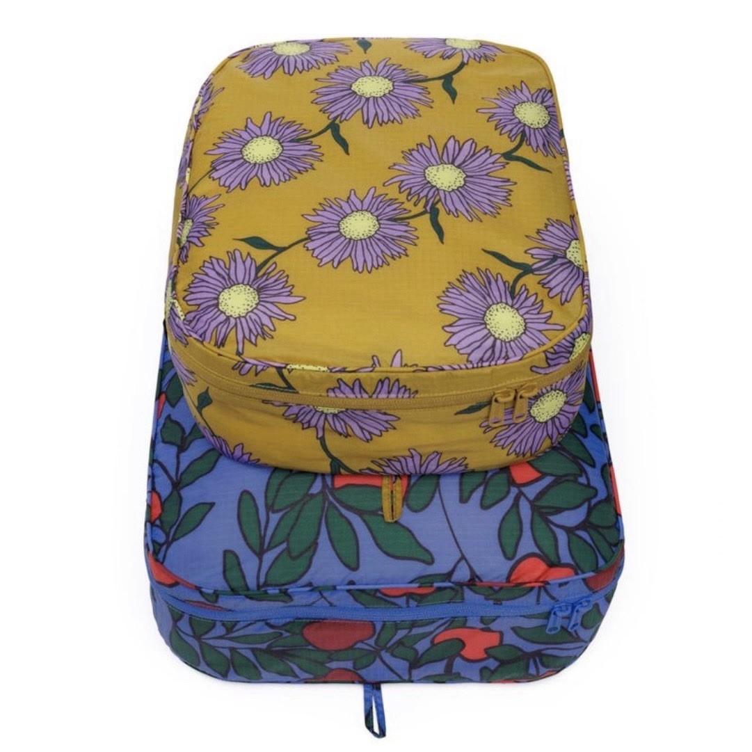 NEW Baggu *LARGE* PACKING CUBE SET in “Night Orchard” Rec. Nylon, SOLD OUT/RARE