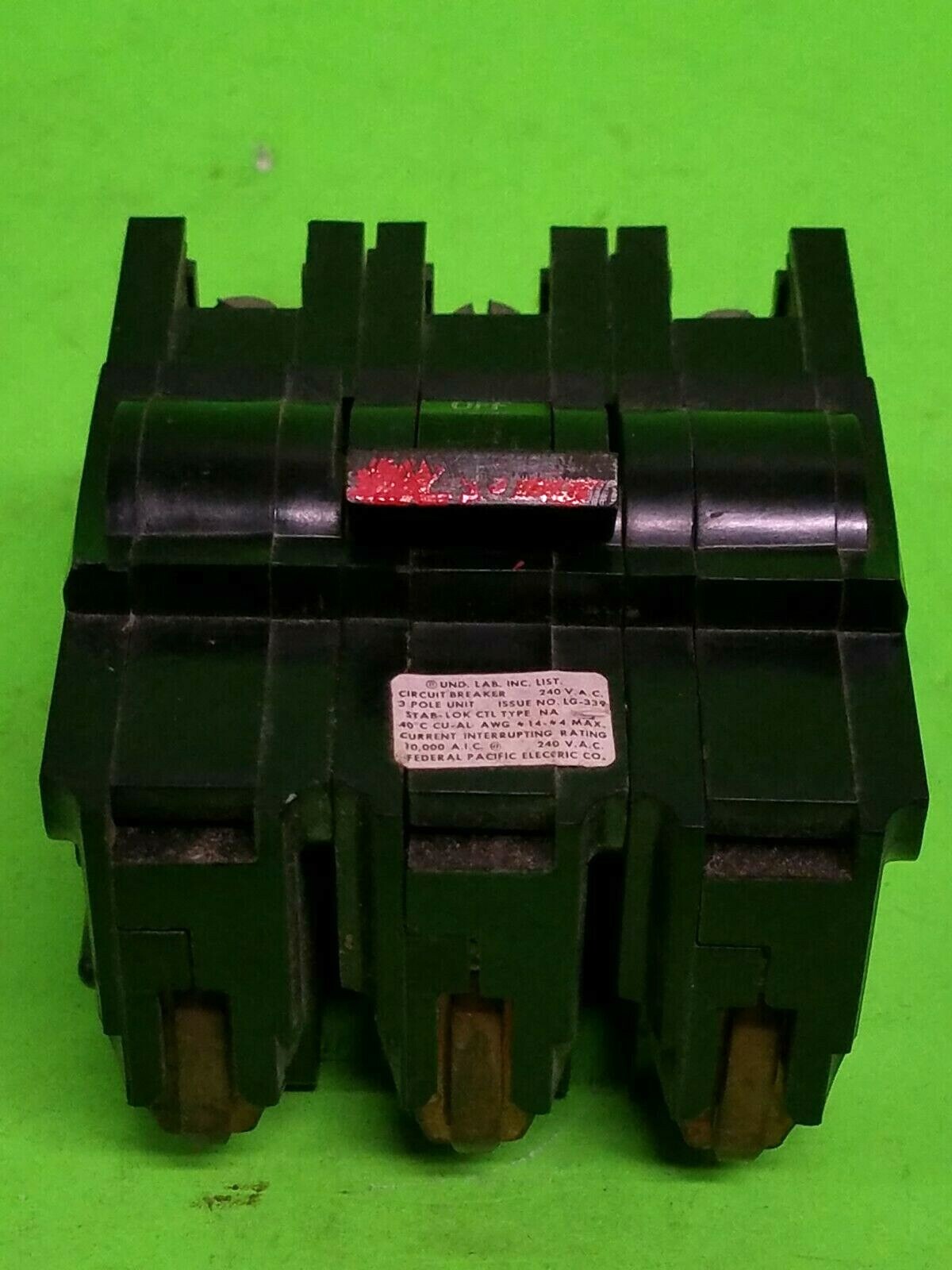 Federal Pacific FPE NA340 Circuit Breaker 40A 3P 120/240V Type NA 