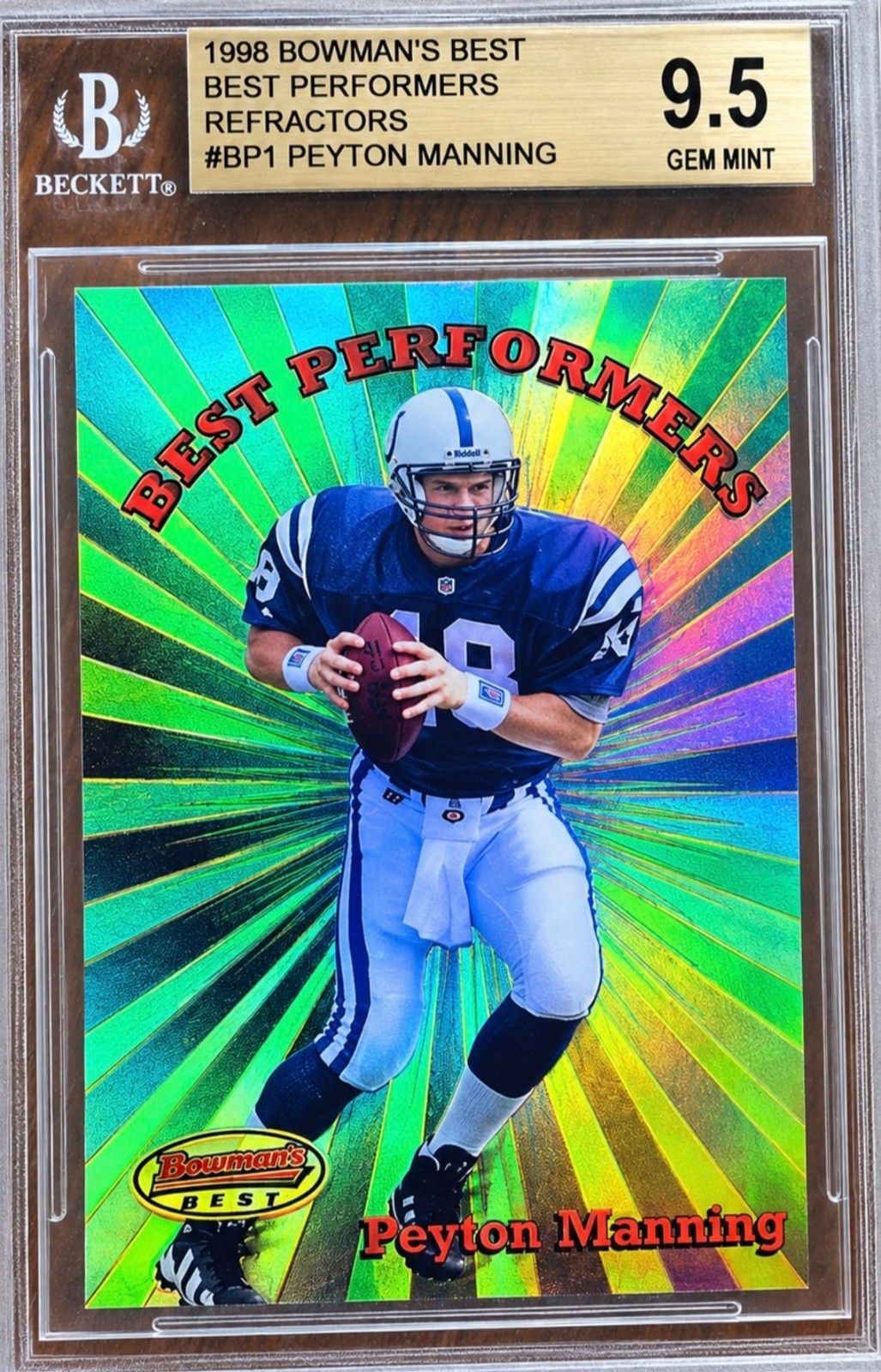 1998 Bowman's Best  Peyton Manning Refractor /200 #BP1 BGS 9.5 GEM MINT 183/200