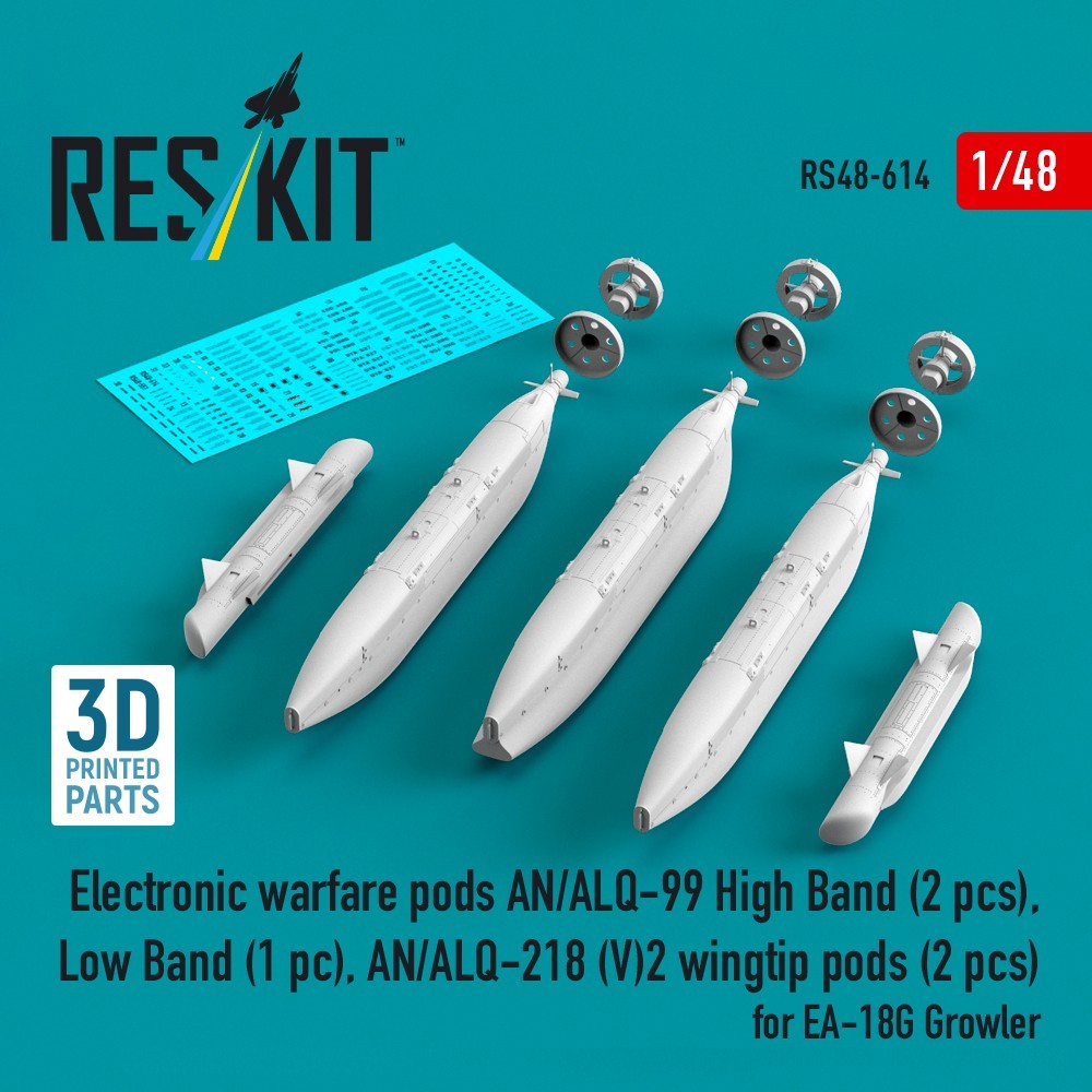AN/ALQ-99 High Band (2 pcs), AN/ALQ-218 (V)2 wingtip pods 1/48 ResKit RS48-0614