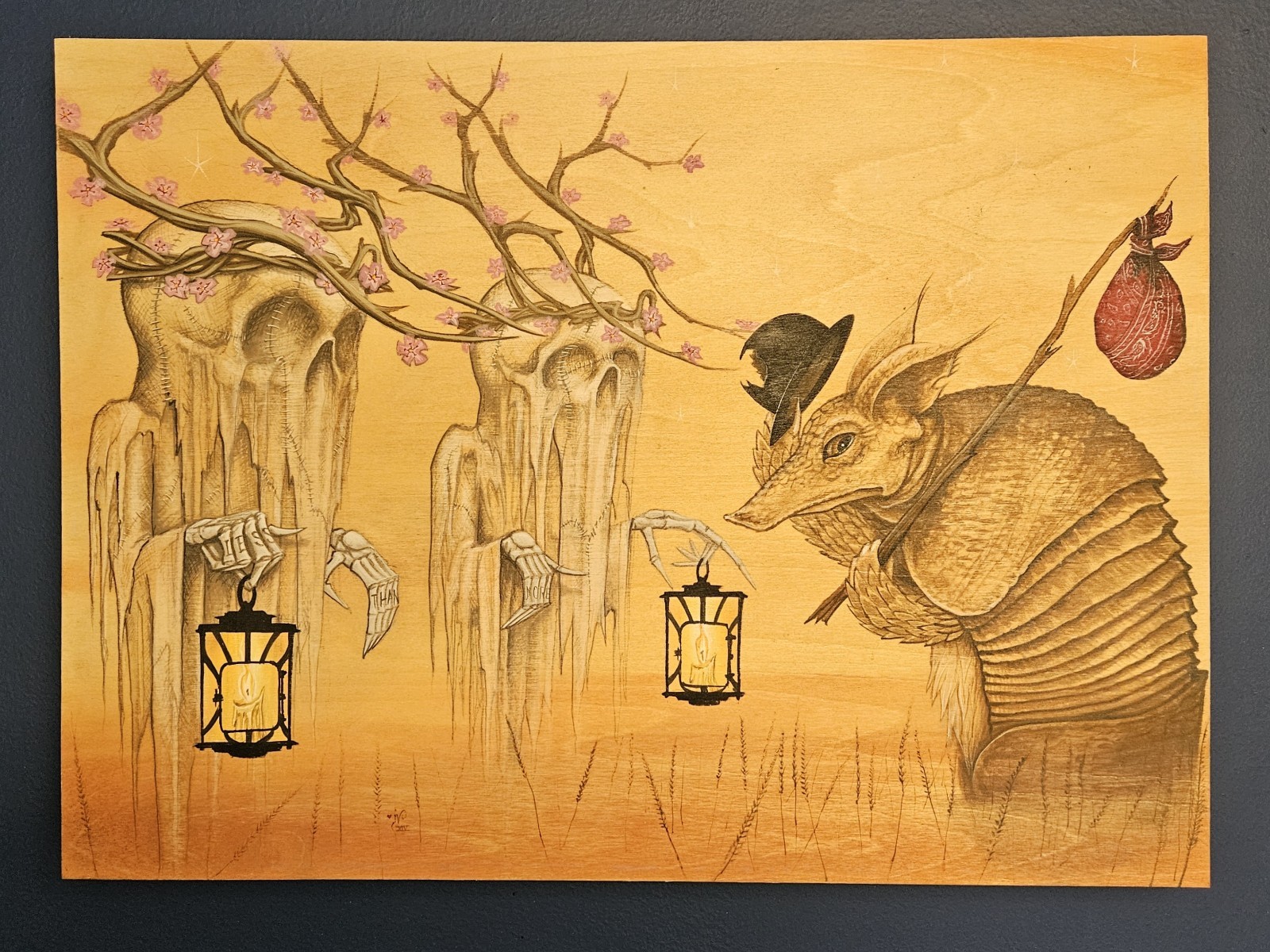 2014 Joe Vollan Original Painting Doom Folk Card Kingdom MTG Armadillo 18x24