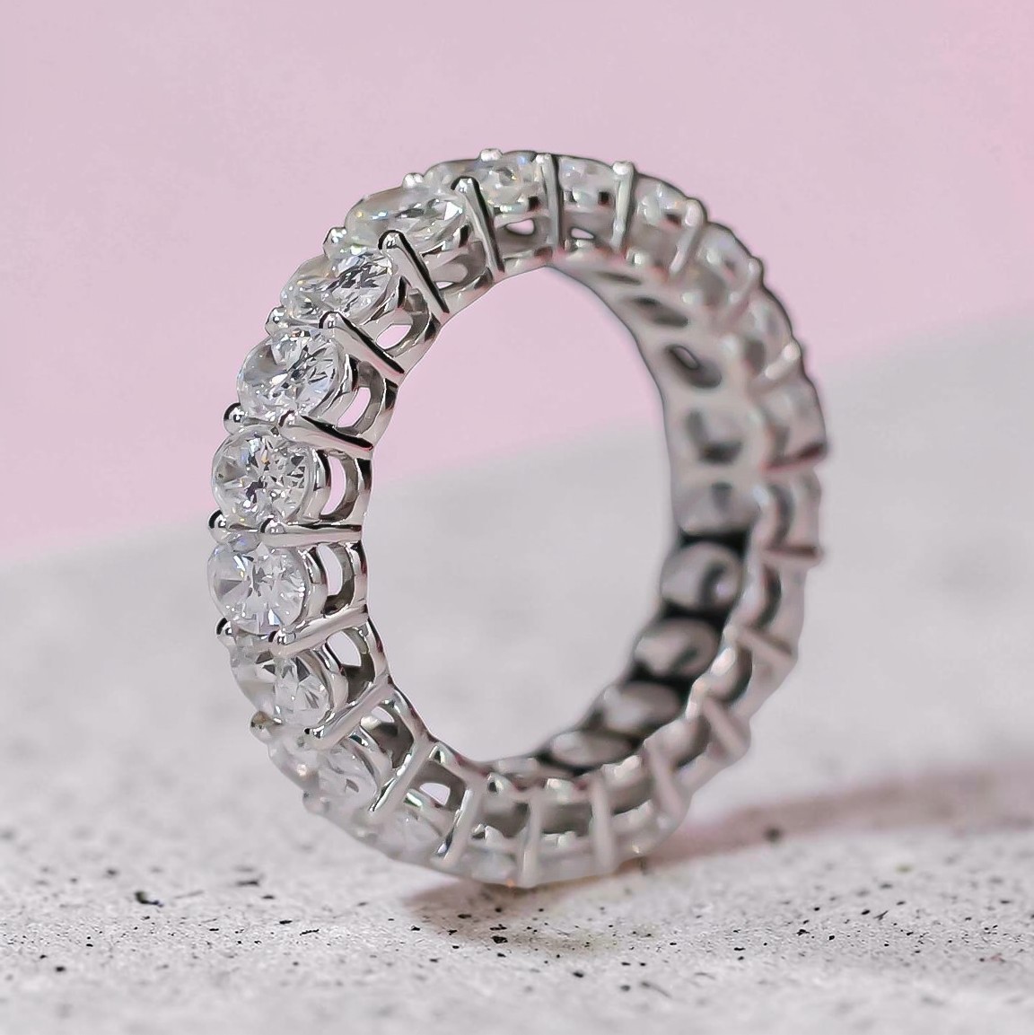 4.00 Ct Oval Lab Grown Diamond Eternity Band Ring 14k D-E VS GIA Authenticated