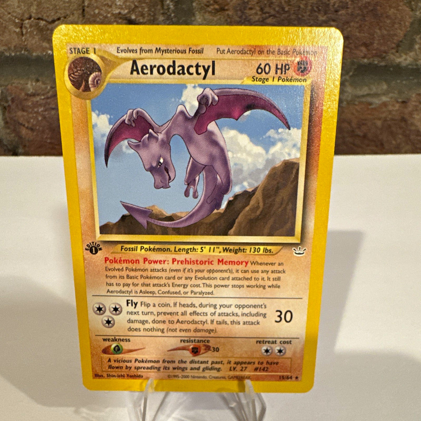 Nintendo Aerodactyl 15/64 Fossil 1st Edition Rare Stage 1 60 HP Regular ENG Nintendo Aerodactyl 15/64 Fossil 1st Edition Rare Stage 1 60 HP Regular ENG