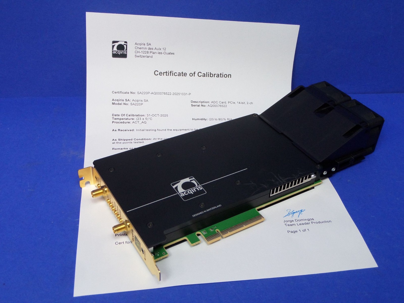 Keysight Acqiris SA2 DAQ SA220P Digitizer 2-ch 1-2GS/s 1.2 GHz U5320A Calibrated