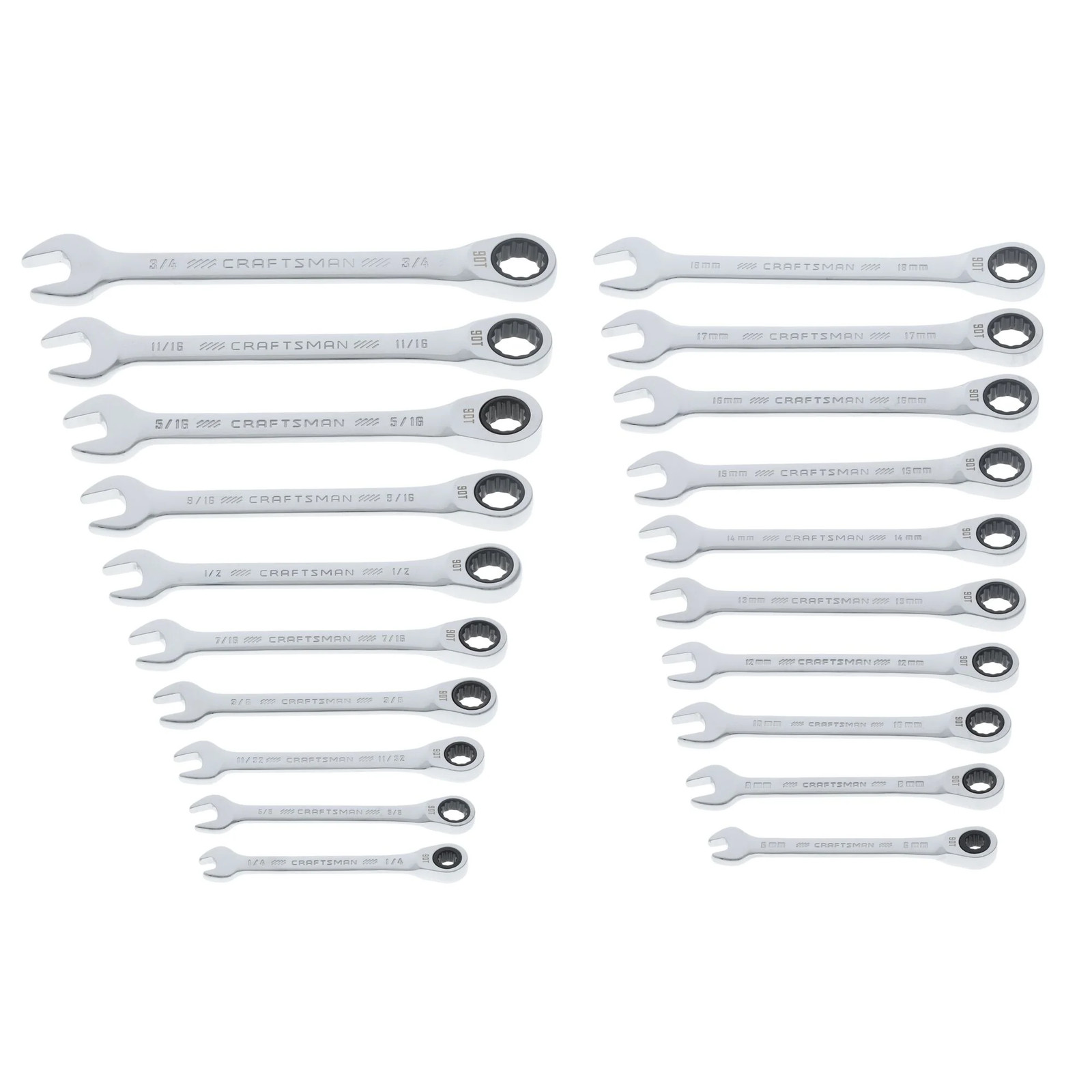 CRAFTSMAN Standard SAE and Metric Ratcheting Combination Wrench Set - CMMT87220
