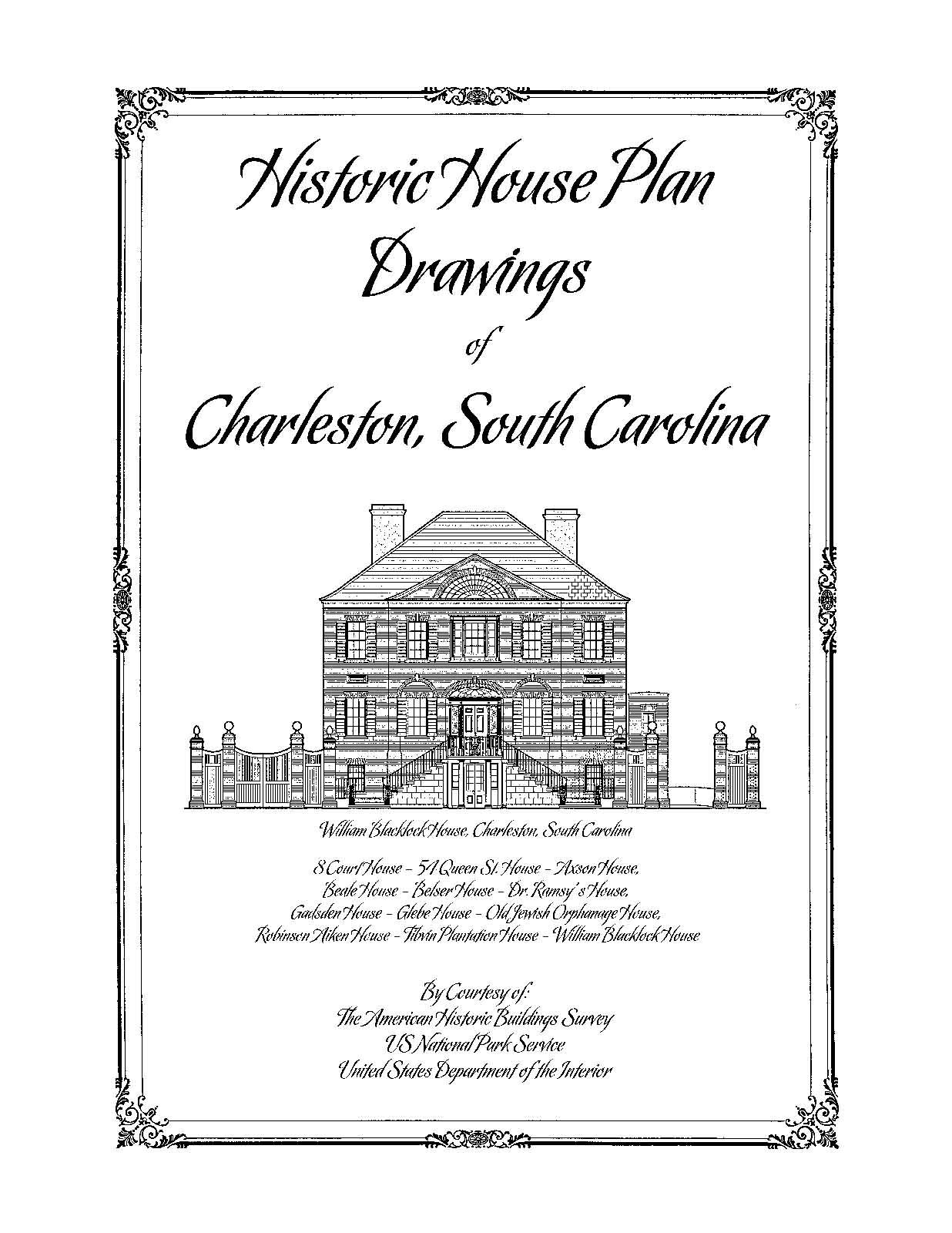 Historic House Plan Drawings of Charleston, South Carolina - Architectural Plans