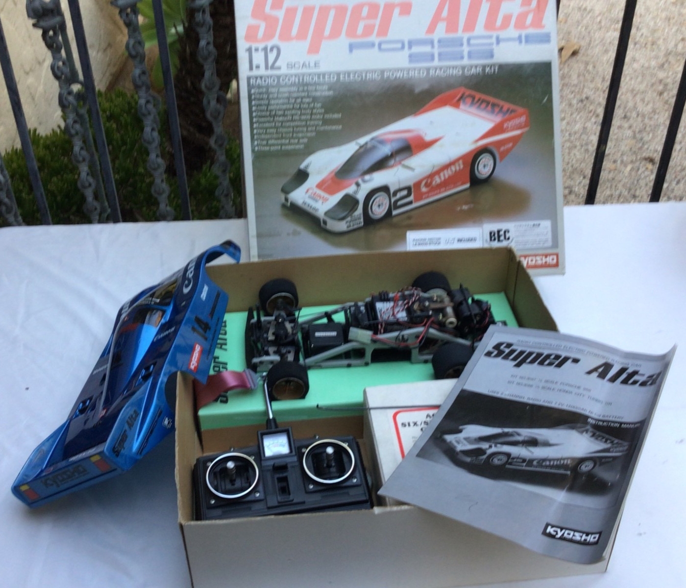 Vintage 1986 RC CAR 1:12 Kyosho SUPER ALTA PORSCHE 956 OG Box Charger Controller