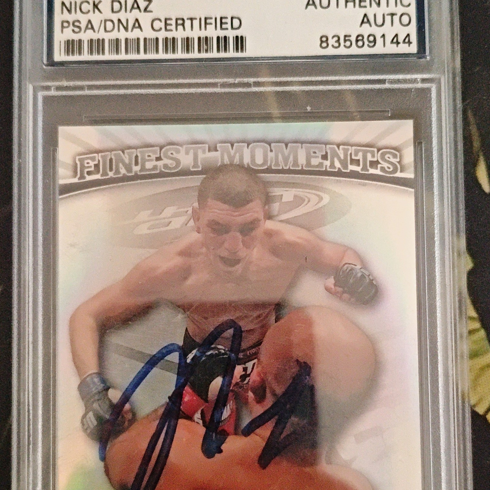 PSA Authentic Nick Diaz Signed Auto Finest Moments 2012 Topps UFC Card
