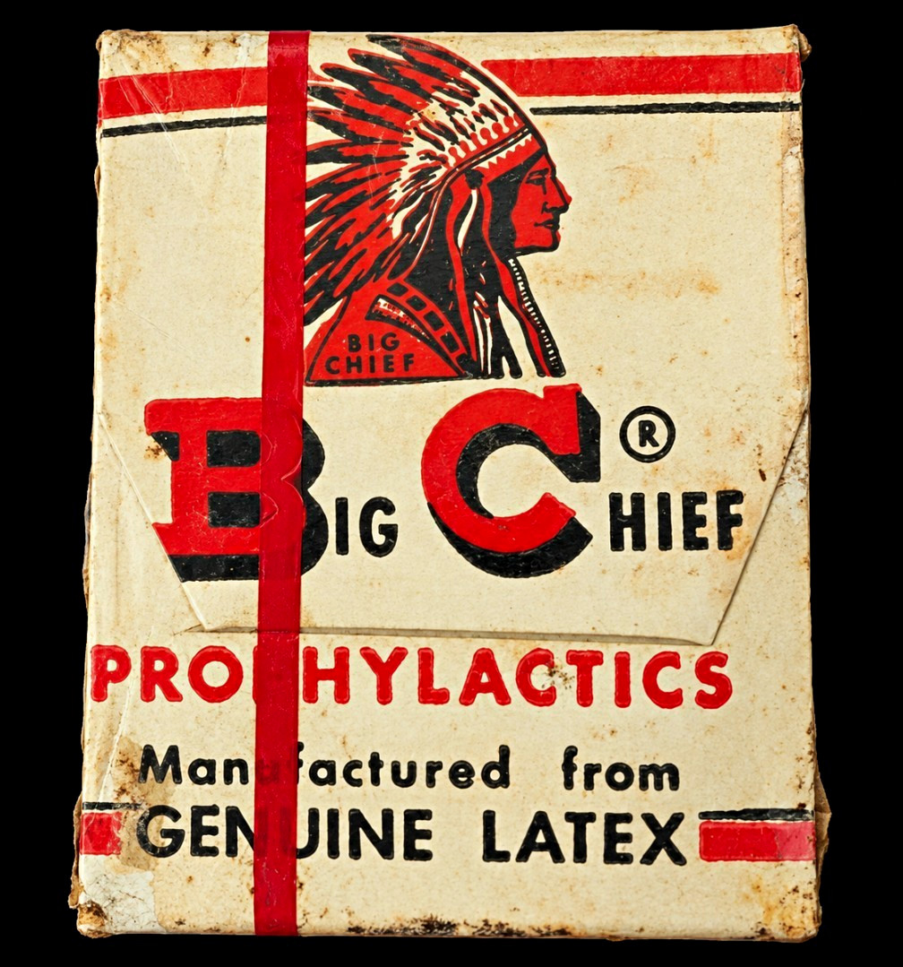 Vintage Big Chief Prophylactics Box Sealed Cellophane 1950s