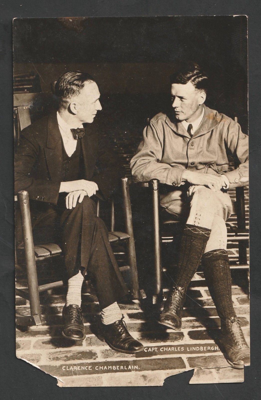 Col. Charles A. Lindbergh Signed Postcard-Like Photograph 1927 (Signed on Back)