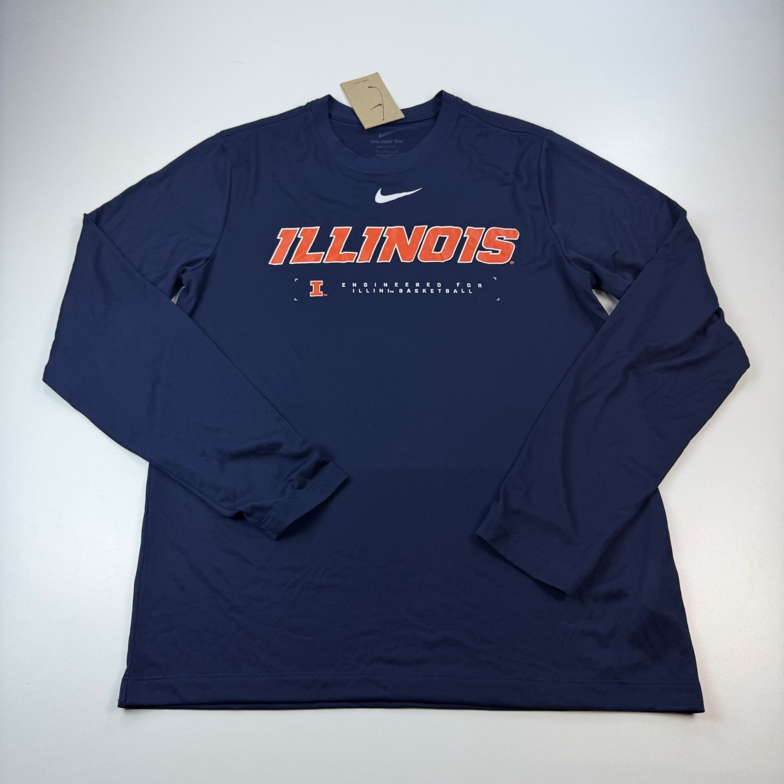 NEW Nike Illinois Fighting Illini Shirt Mens Medium Dri Fit Blue Long Sleeve