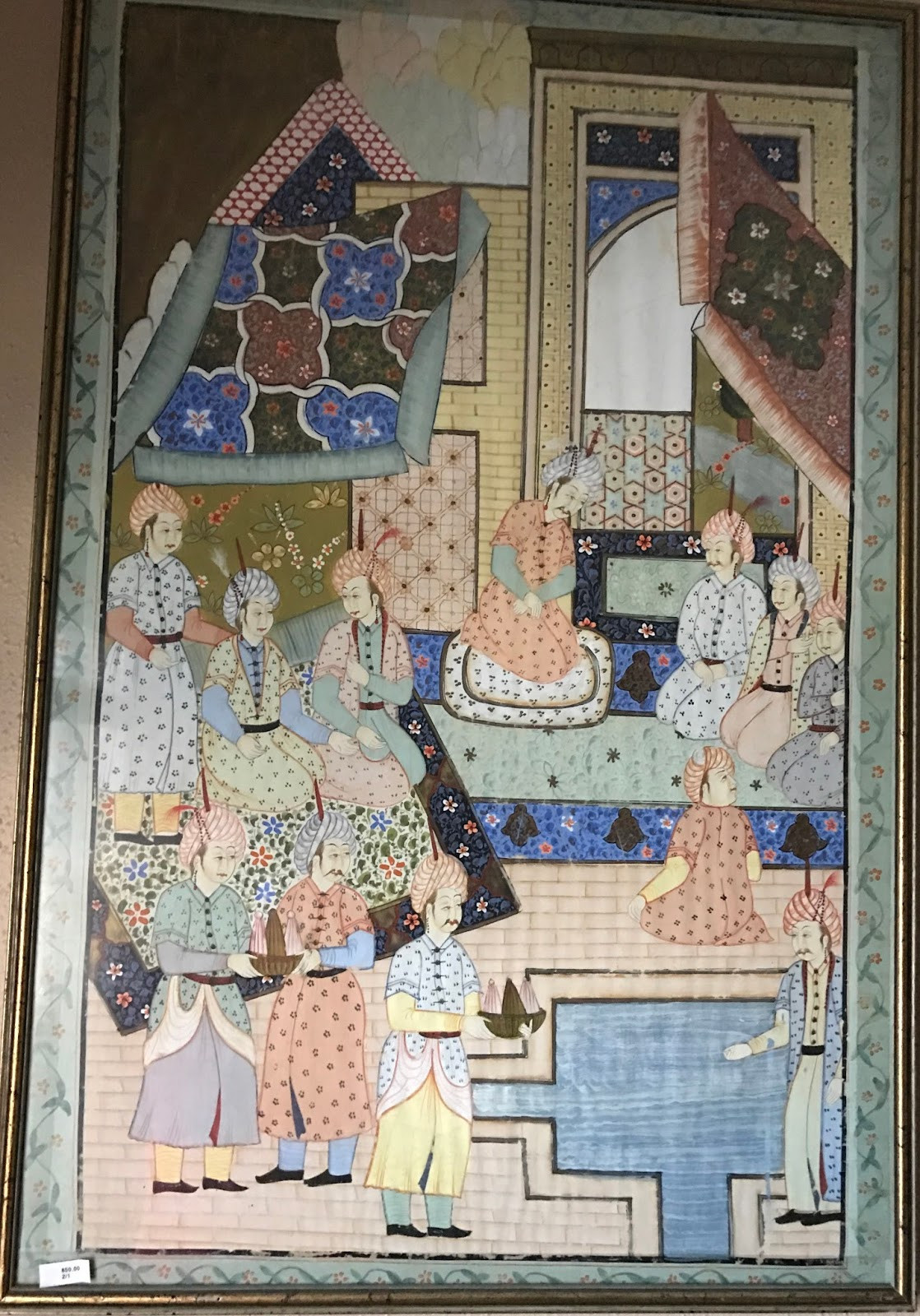 A pair of  Beautiful, detailed Persian Islamic Painting Of Royal Court Scene