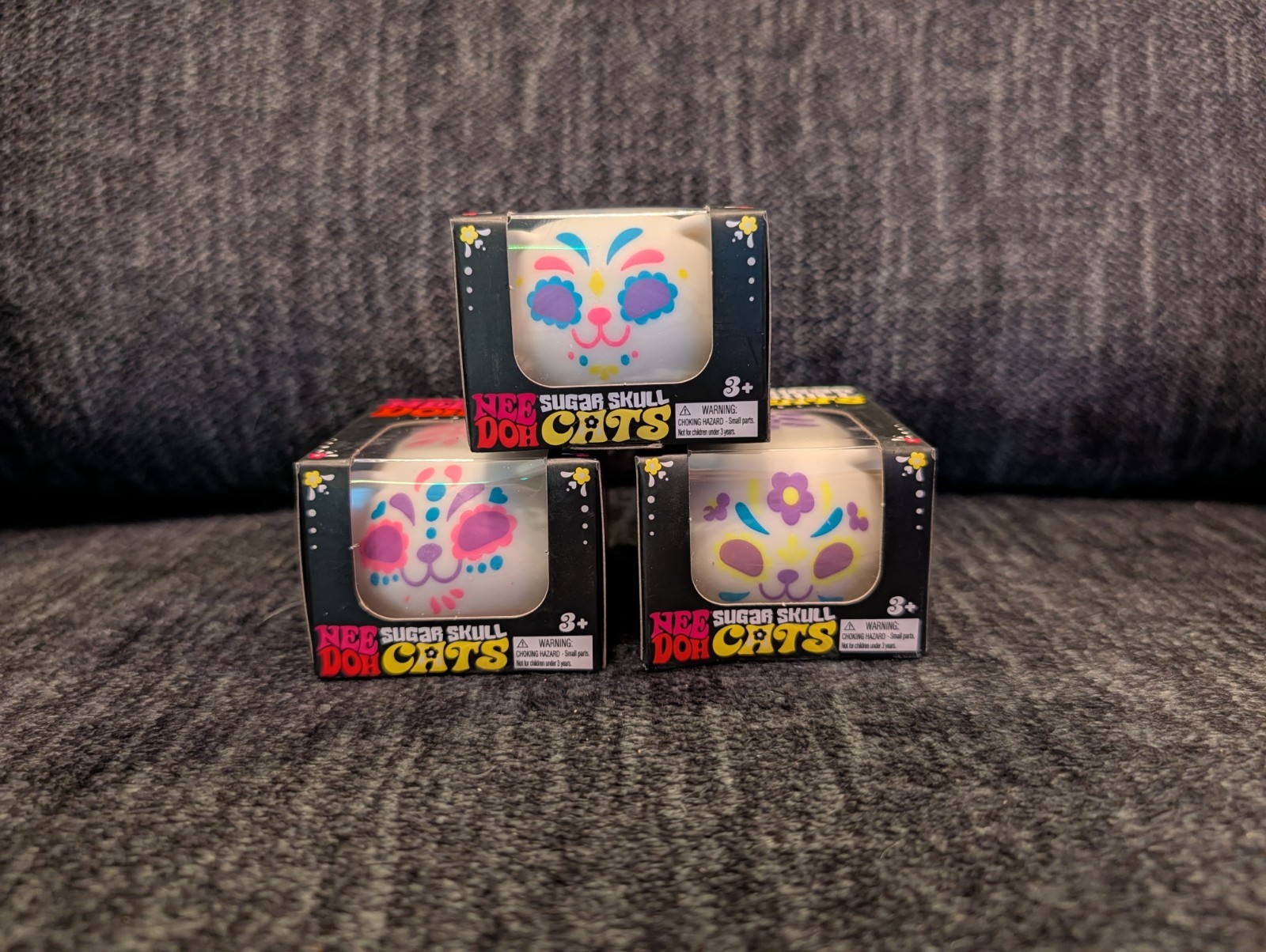 3x New Nee Doh Sugar Skull Cats Squishy Stress Toy Schylling Authentic