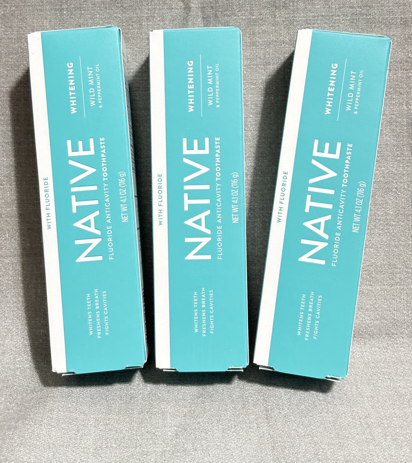 3x Native Whitening Toothpaste 4.1oz Wild Mint With Flouride EXP 01/2027 3x Native Whitening Toothpaste 4.1oz Wild Mint With Flouride EXP 01/2027