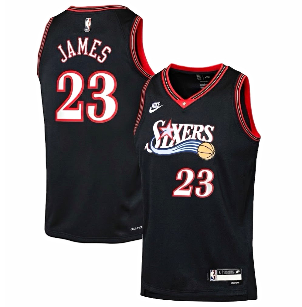 Nike Philadelphia 76ers LeBron James #23 Black NBA Basketball Jersey Size XL