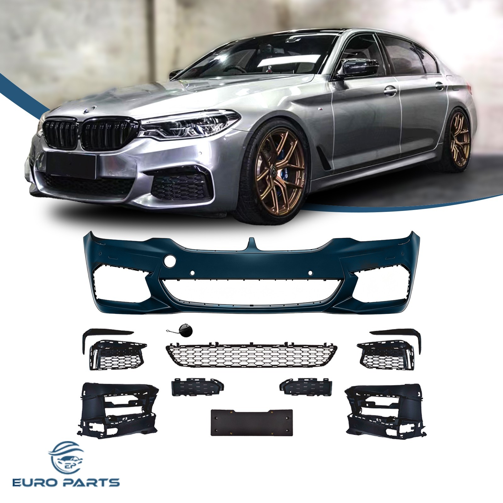 Fit 2018-2020 BMW G30/G38 5-Series Upgrade M-Tech Style Front Bumper Kit