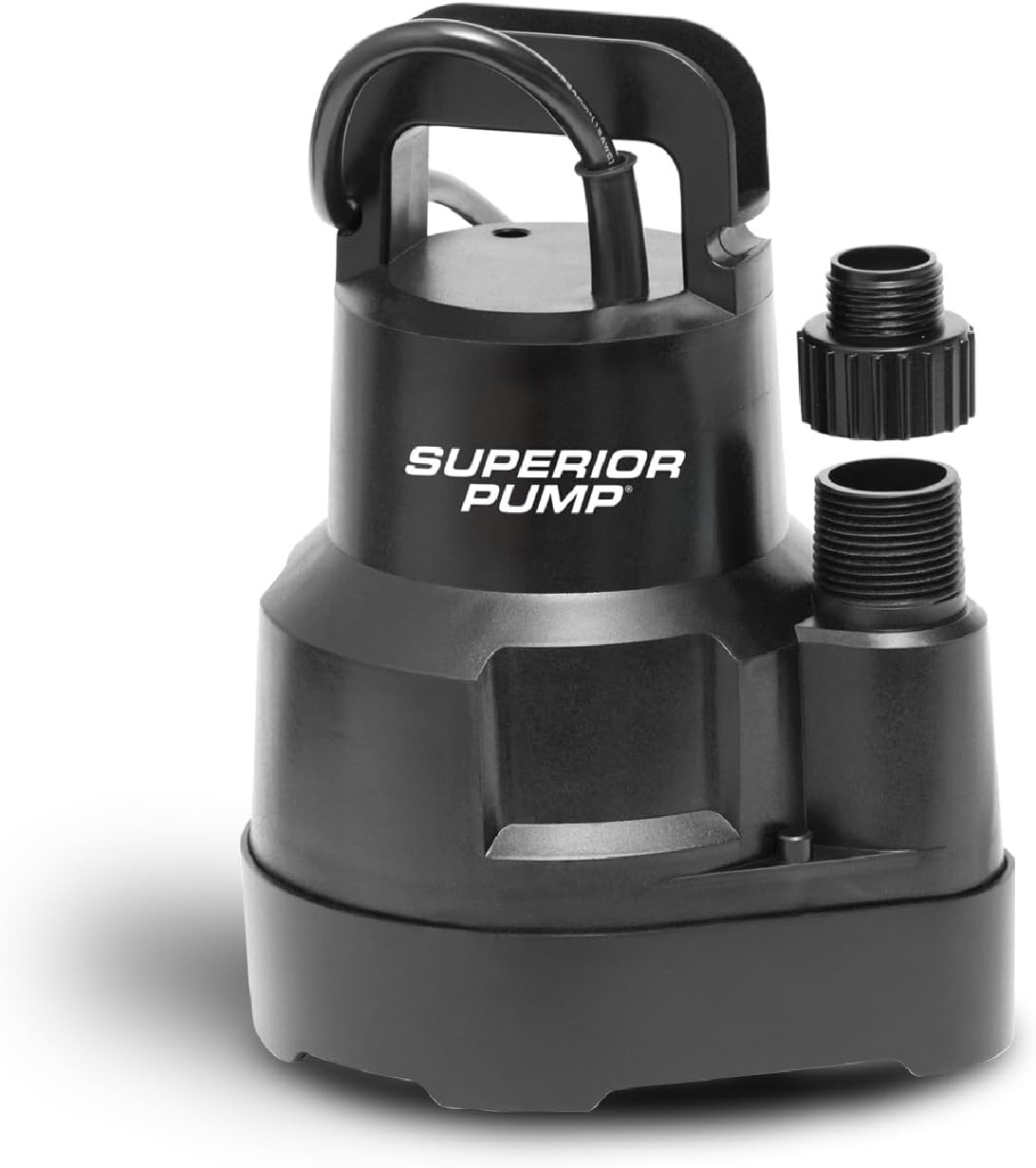 Superior Pump 91014 1/4 HP High Flow Thermoplastic Utility Pump, Black Superior Pump 91014 1/4 HP High Flow Thermoplastic Utility Pump, Black