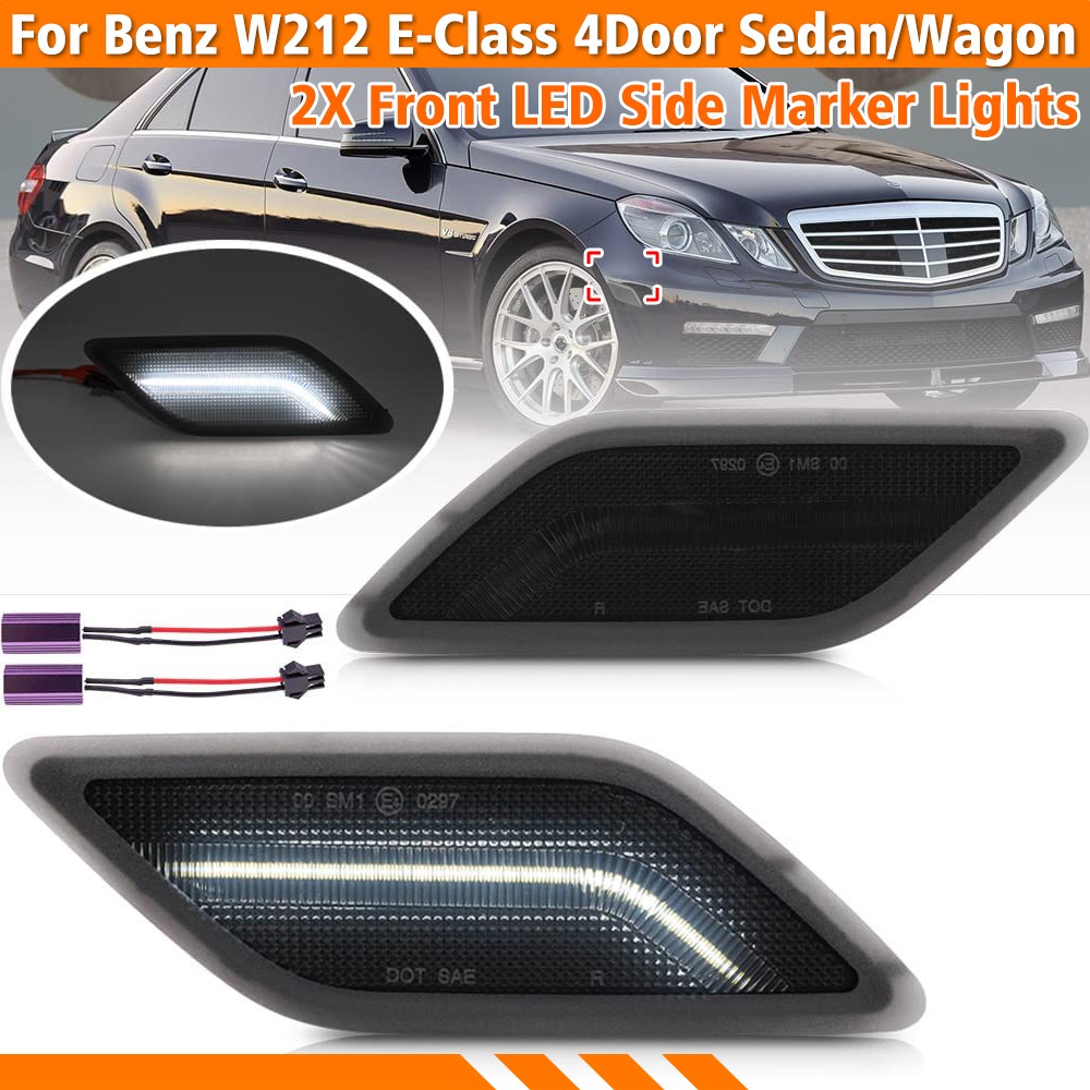 2x White LED Side Marker Light For 2010-2013 Mercedes W212 E350 E550 Sedan Wagon