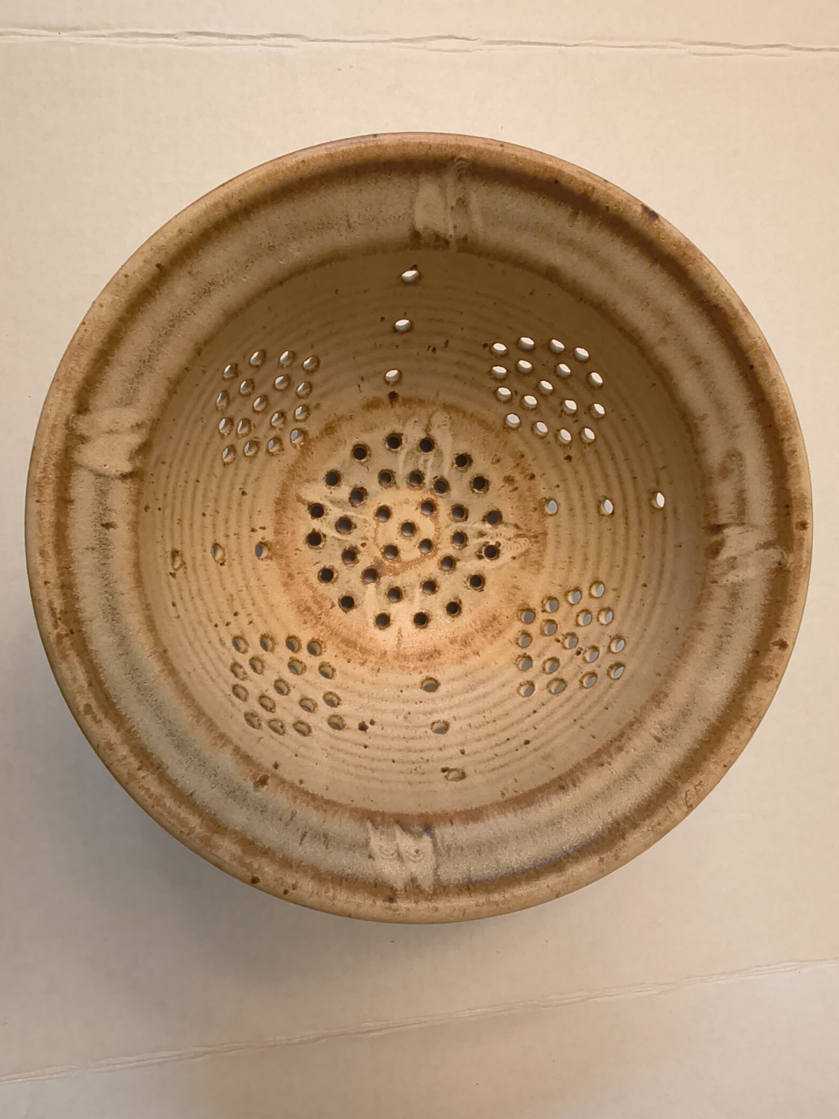 Beautiful Lrg. Artisan Pottery Colander - Handcrafted Strainer - artist stamped