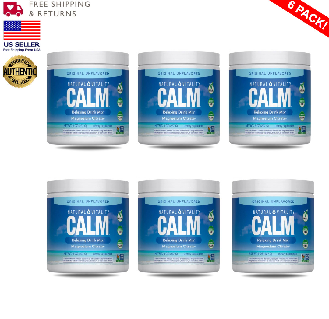 Natural Vitality Calm Magnesium Citrate 8oz Unflavored EXP 10/2027 | PACK OF 6