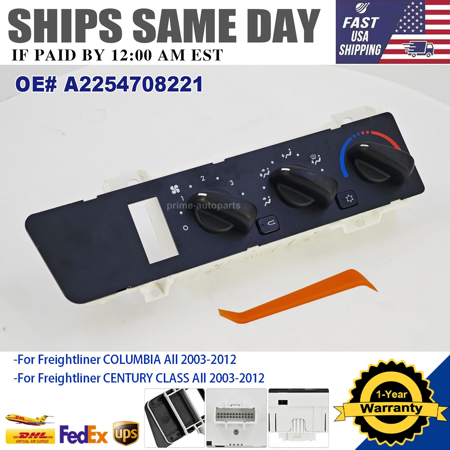 A/C HVAC Temp Control Panel For 2003-2012 Freightliner CENTURY CLASS A2254708221
