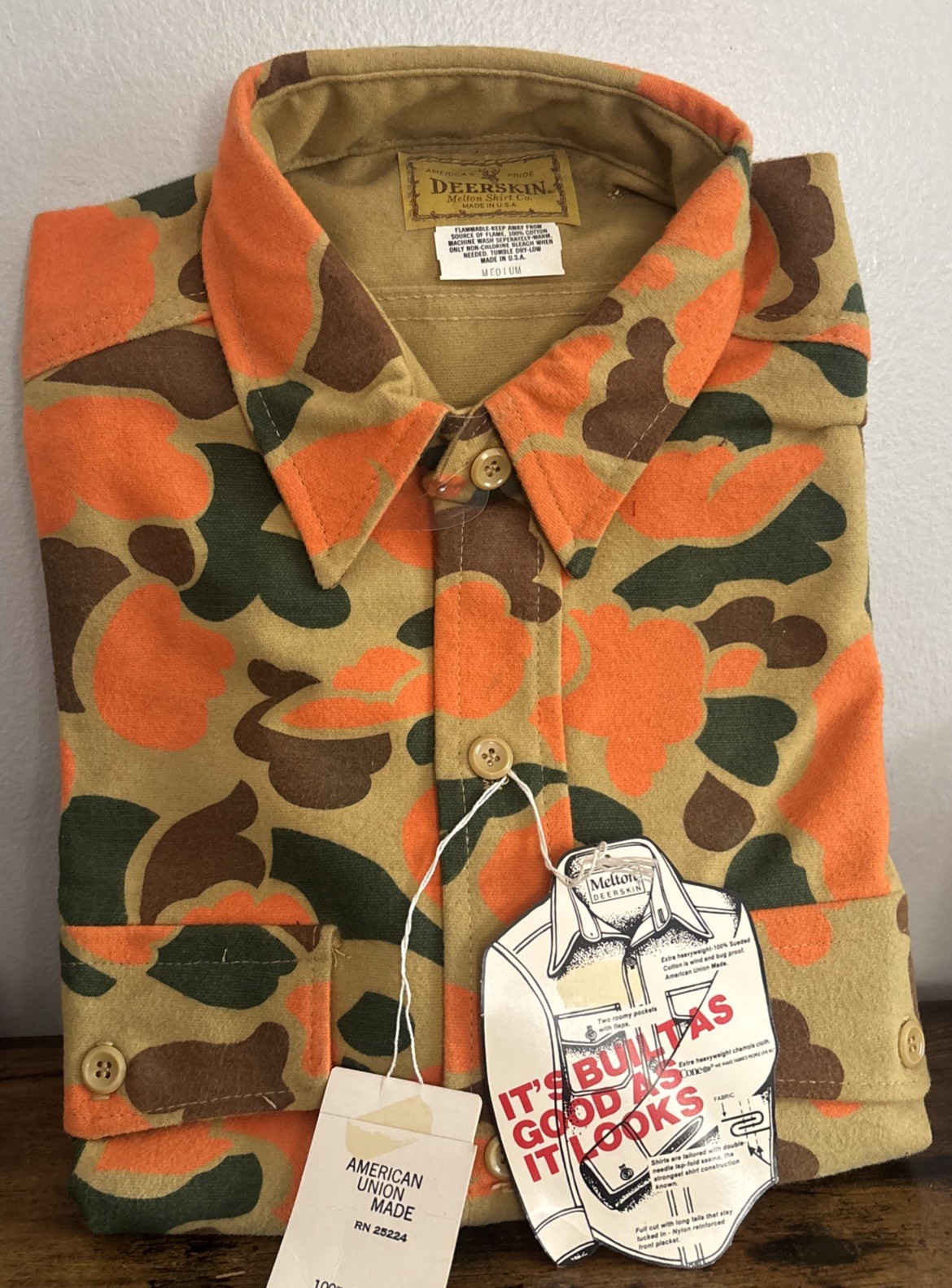 Vintage Deerskin Cotton Long Sleeve Button Down Shirt Size M