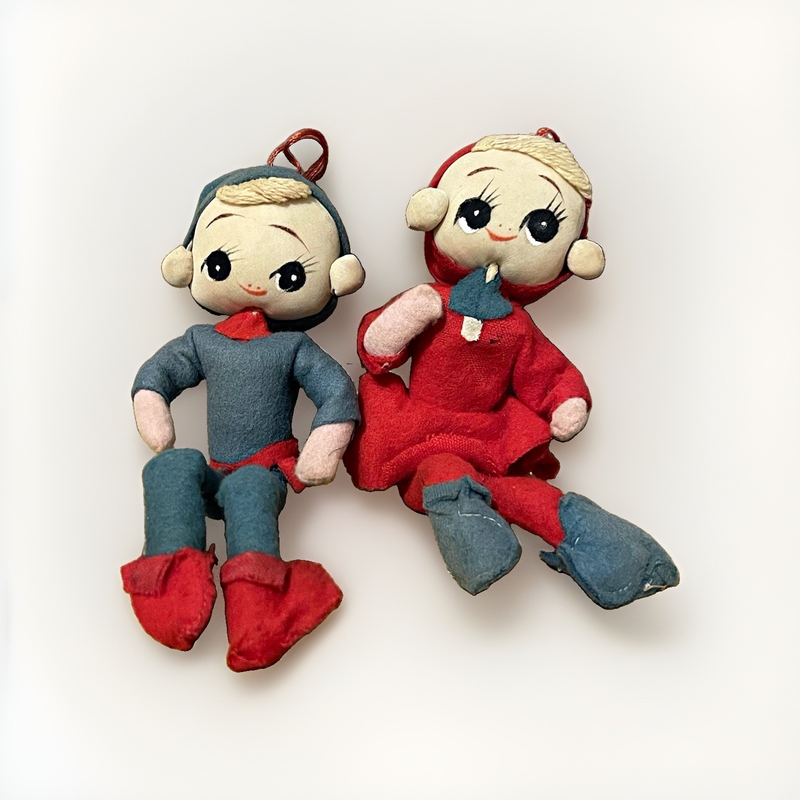 Vintage MCM Japanese Christmas Felt Pixie Elf Ornaments Shelf Sitter Dolls 6” Vintage MCM Japanese Christmas Felt Pixie Elf Ornaments Shelf Sitter Dolls 6”